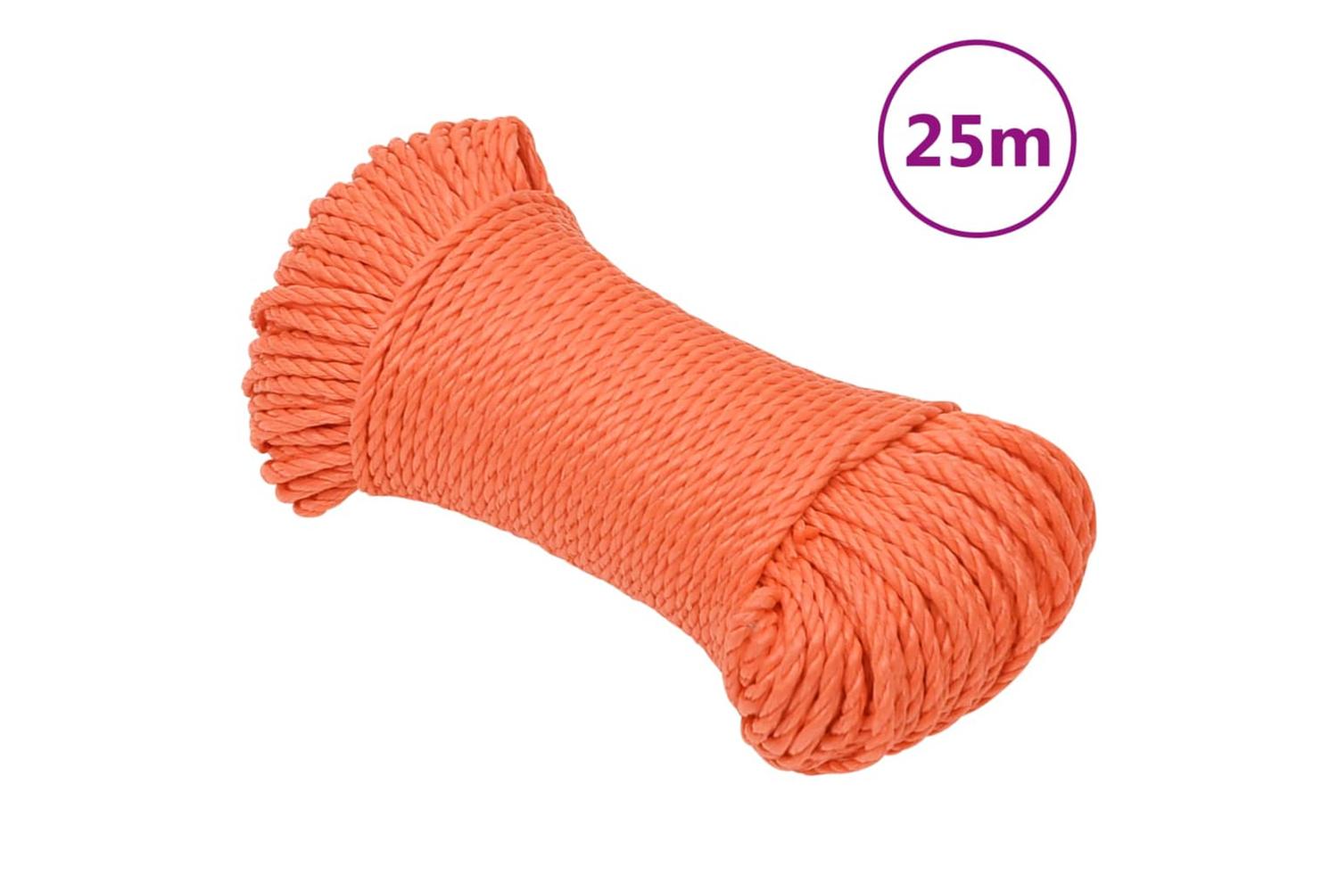 vidaXL 152918 Work Rope Orange 3mm 25 M Polypropylene