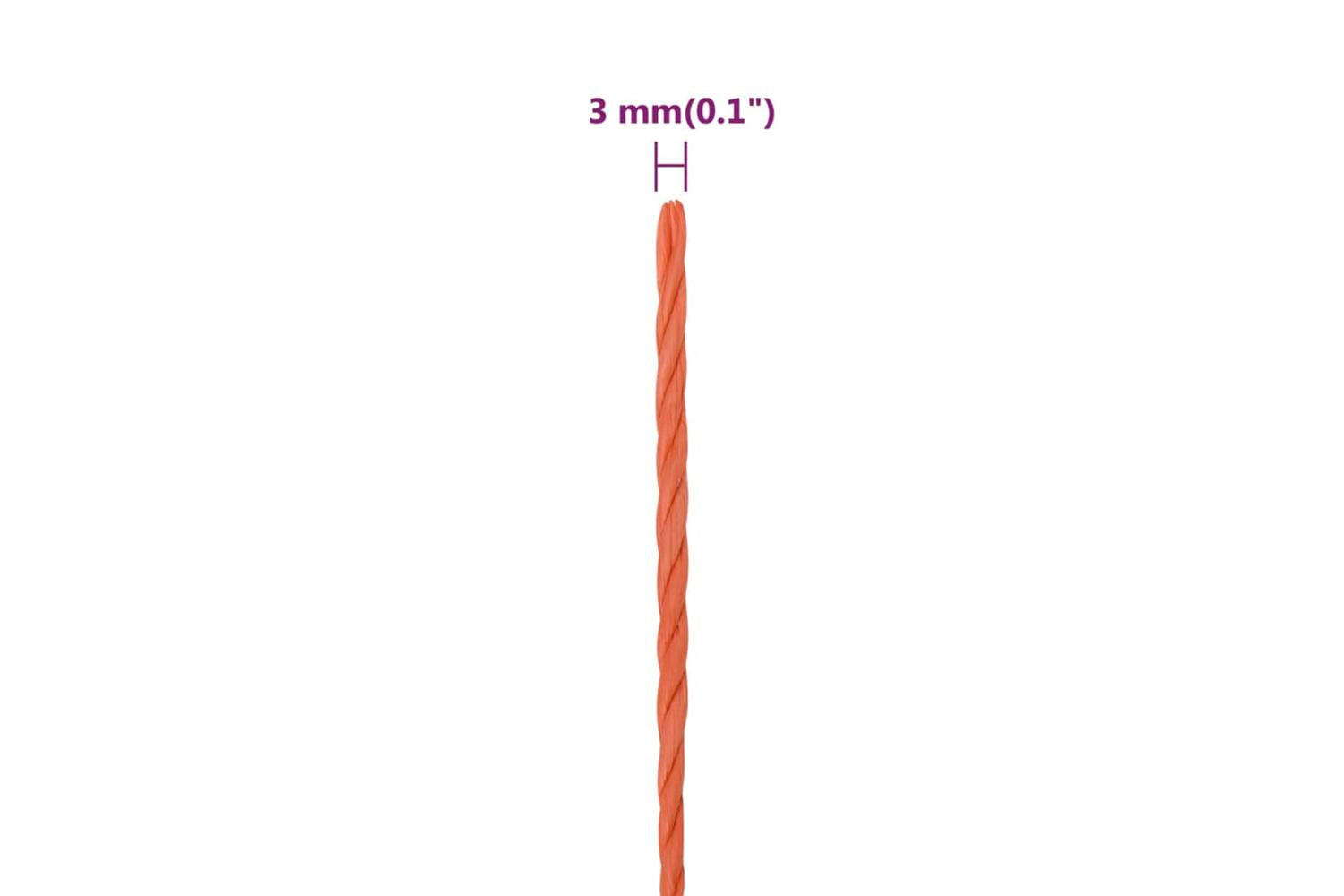 vidaXL 152918 Work Rope Orange 3mm 25 M Polypropylene-6