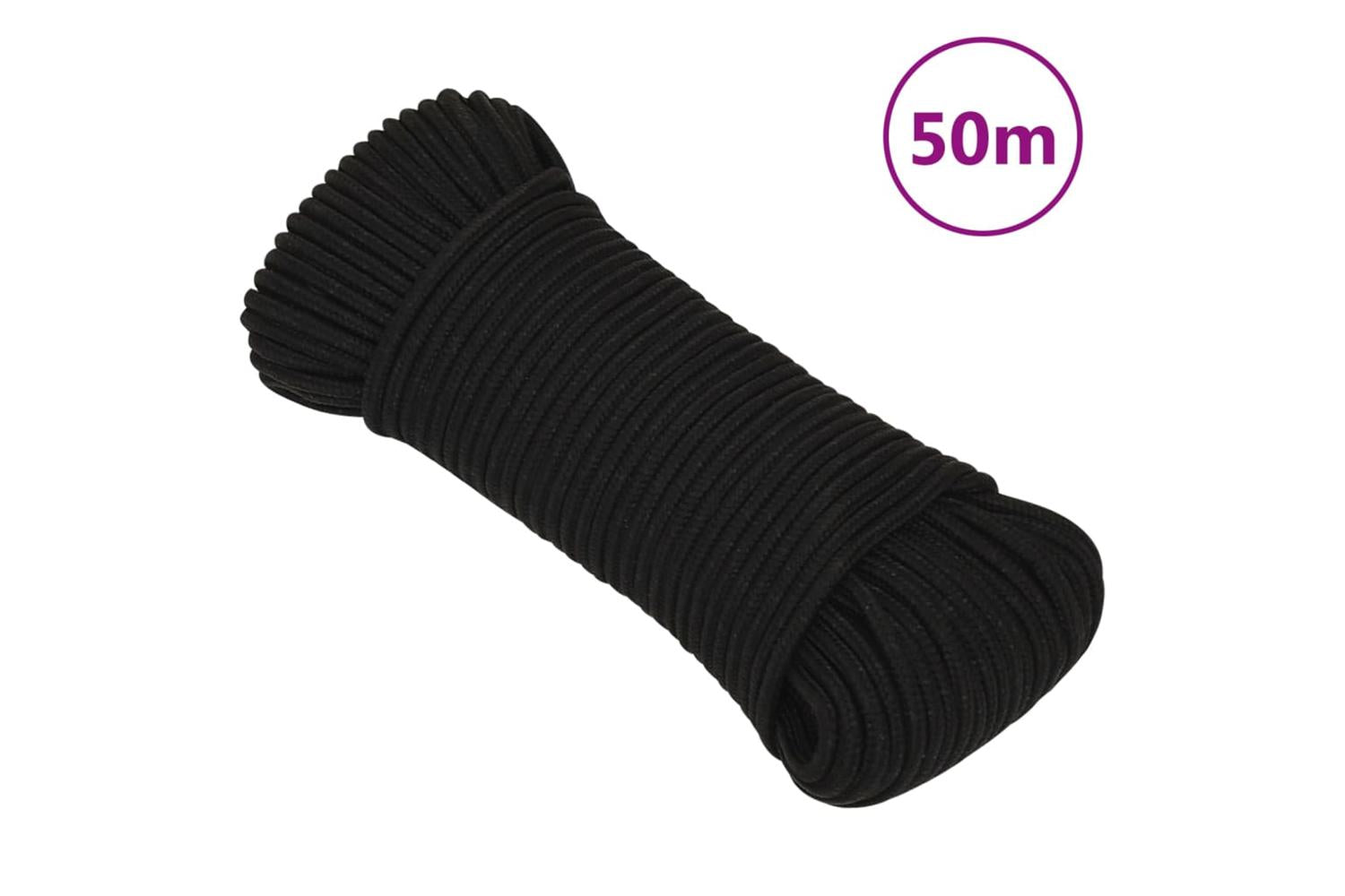 vidaXL 152808 Work Rope Black 5mm 50 M Polyester