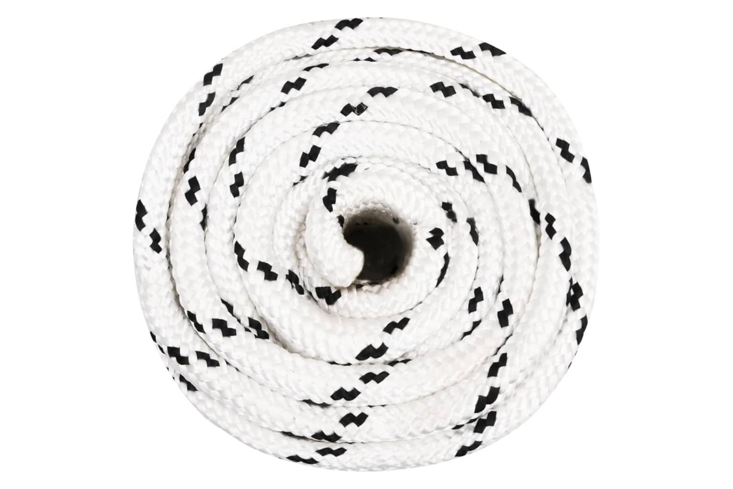 vidaXL 152783 Braided Boat Rope White 16mmx25 M Polyester-2