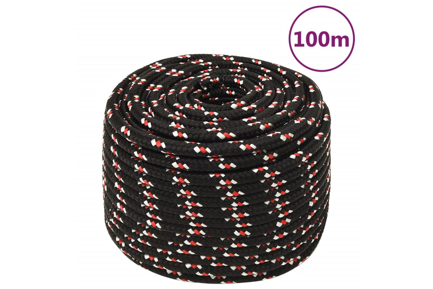 vidaXL 152354 Boat Rope Black 12mm 100 M Polypropylene