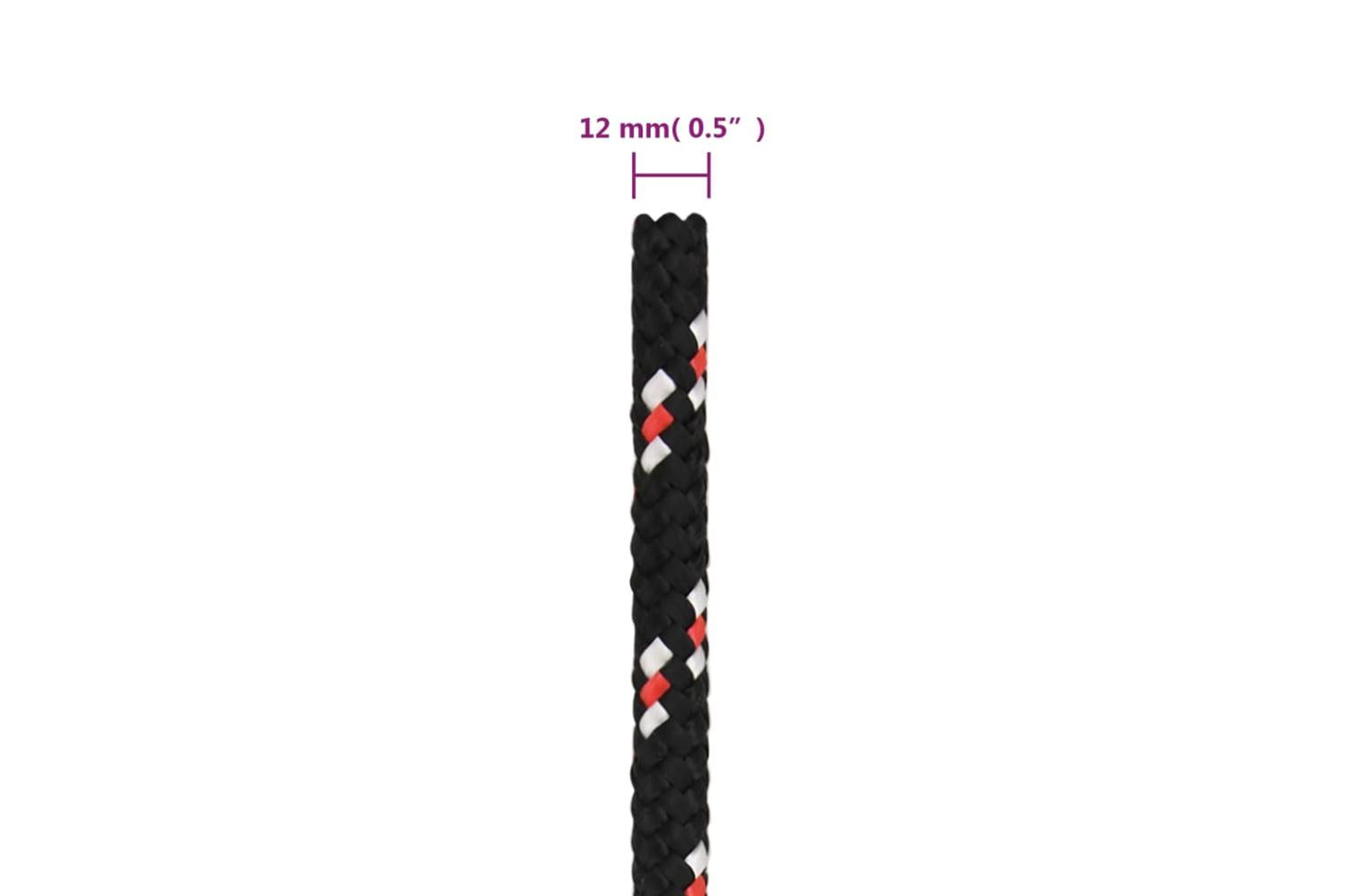 vidaXL 152354 Boat Rope Black 12mm 100 M Polypropylene-6