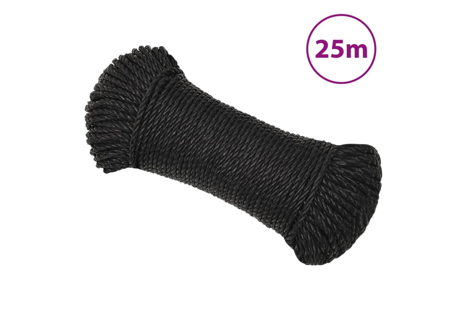 vidaXL 153006 Work Rope Black 8mm 25 M Polypropylene