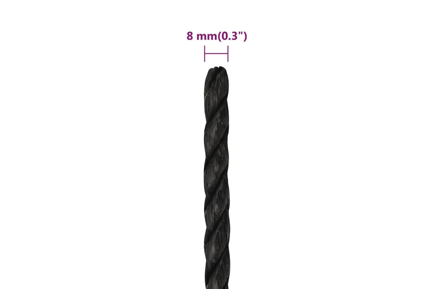 vidaXL 153006 Work Rope Black 8mm 25 M Polypropylene-6