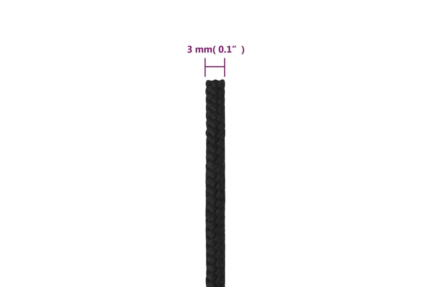 vidaXL 152483 Boat Rope Full Black 3mm 100 M Polypropylene-6