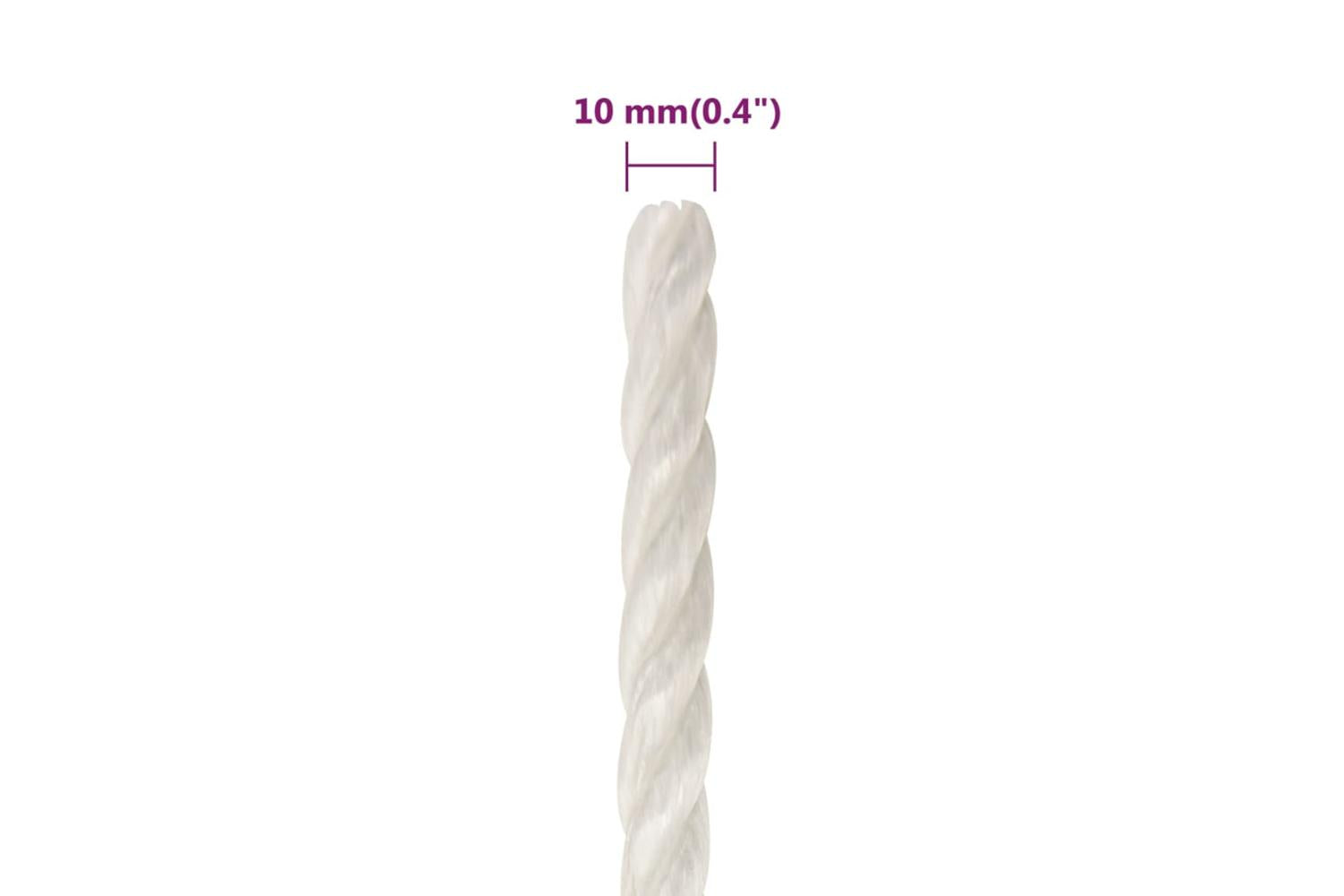 vidaXL 153051 Work Rope White 10mm 50 M Polypropylene-6