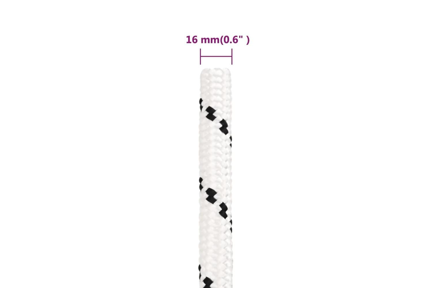 vidaXL 152784 Braided Boat Rope White 16mmx50 M Polyester-5