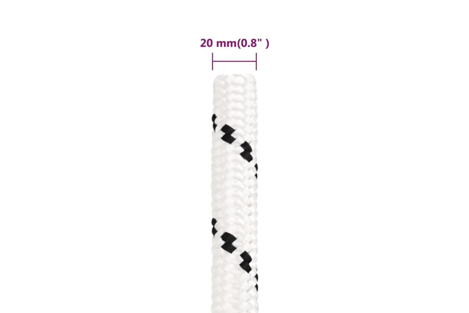 vidaXL 152790 Braided Boat Rope White 20mmx50 M Polyester-5