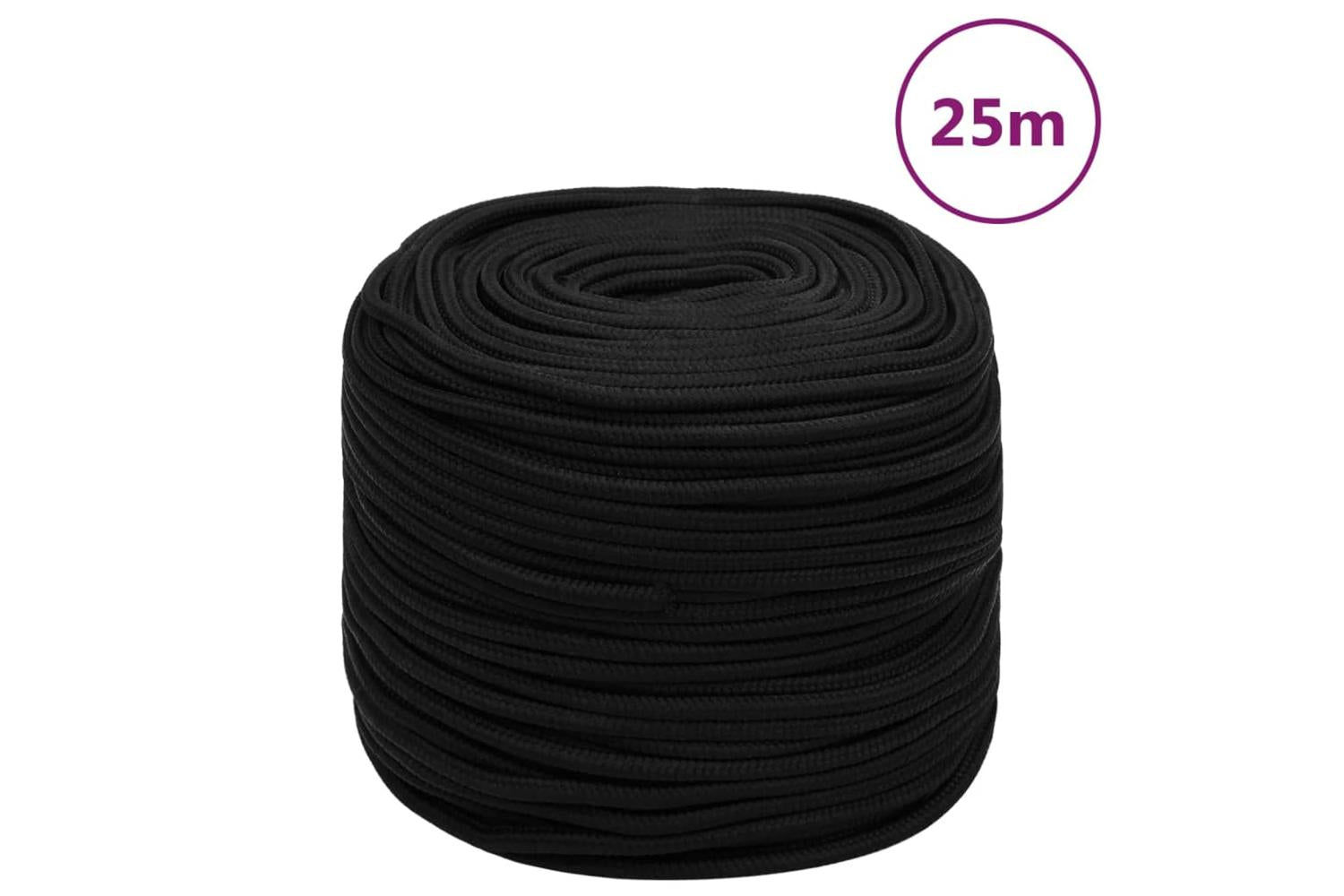 vidaXL 152817 Work Rope Black 8mm 25 M Polyester