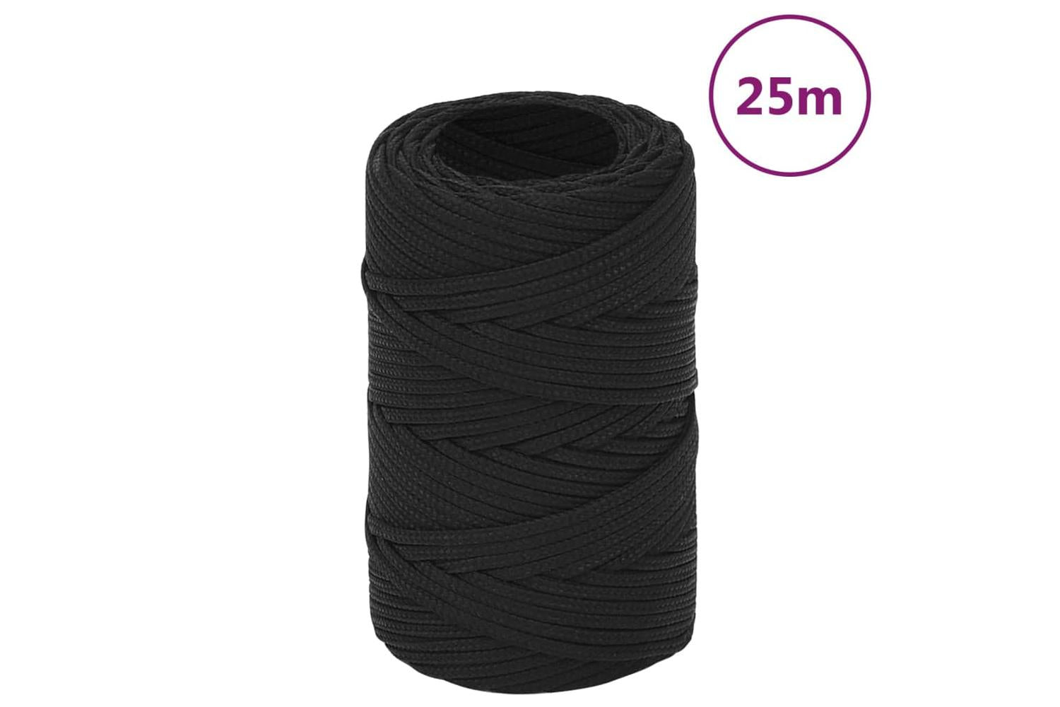 vidaXL 152476 Boat Rope Full Black 2mm 25 M Polypropylene