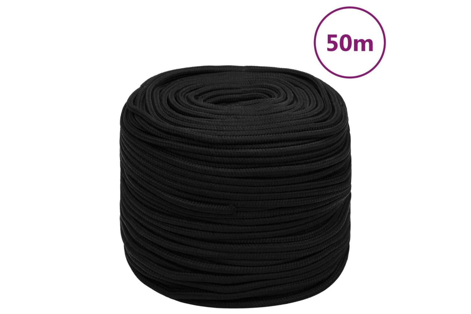 vidaXL 152818 Work Rope Black 8mm 50 M Polyester