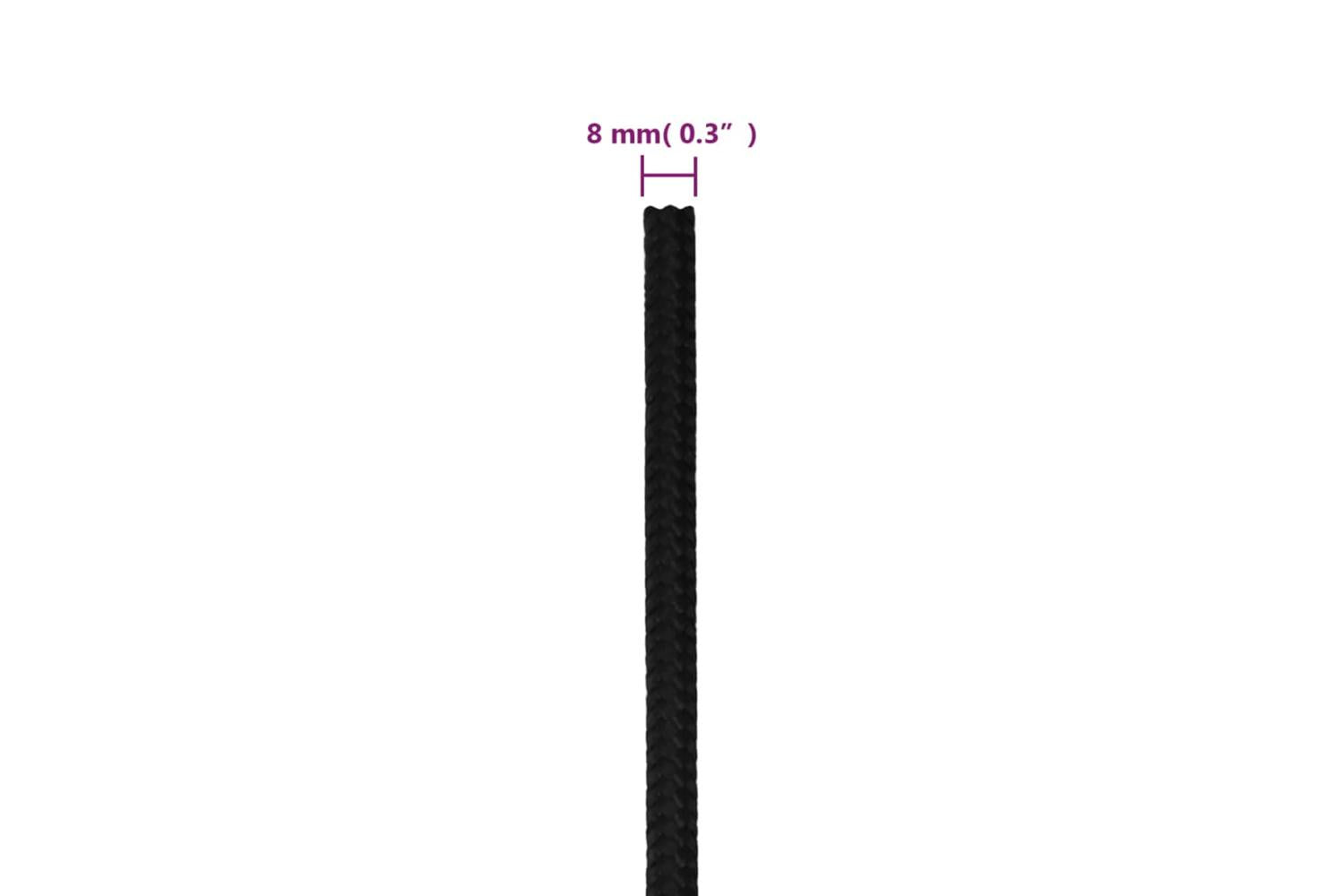 vidaXL 152818 Work Rope Black 8mm 50 M Polyester-6