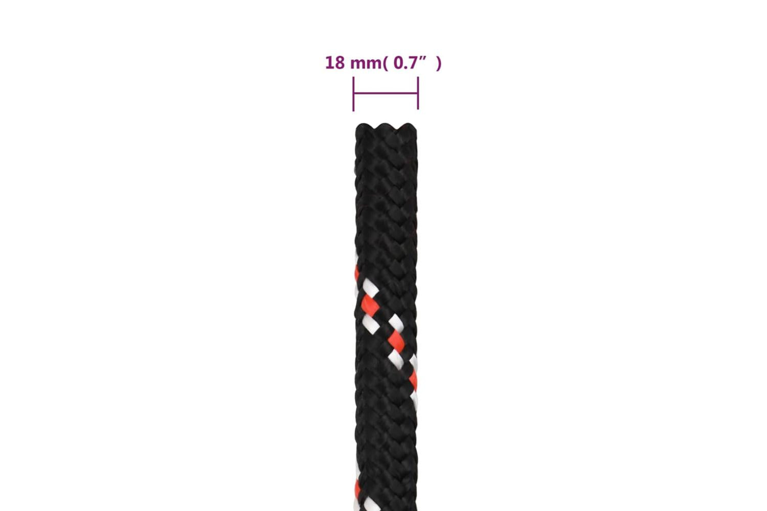 vidaXL 152364 Boat Rope Black 18mm 25 M Polypropylene-6