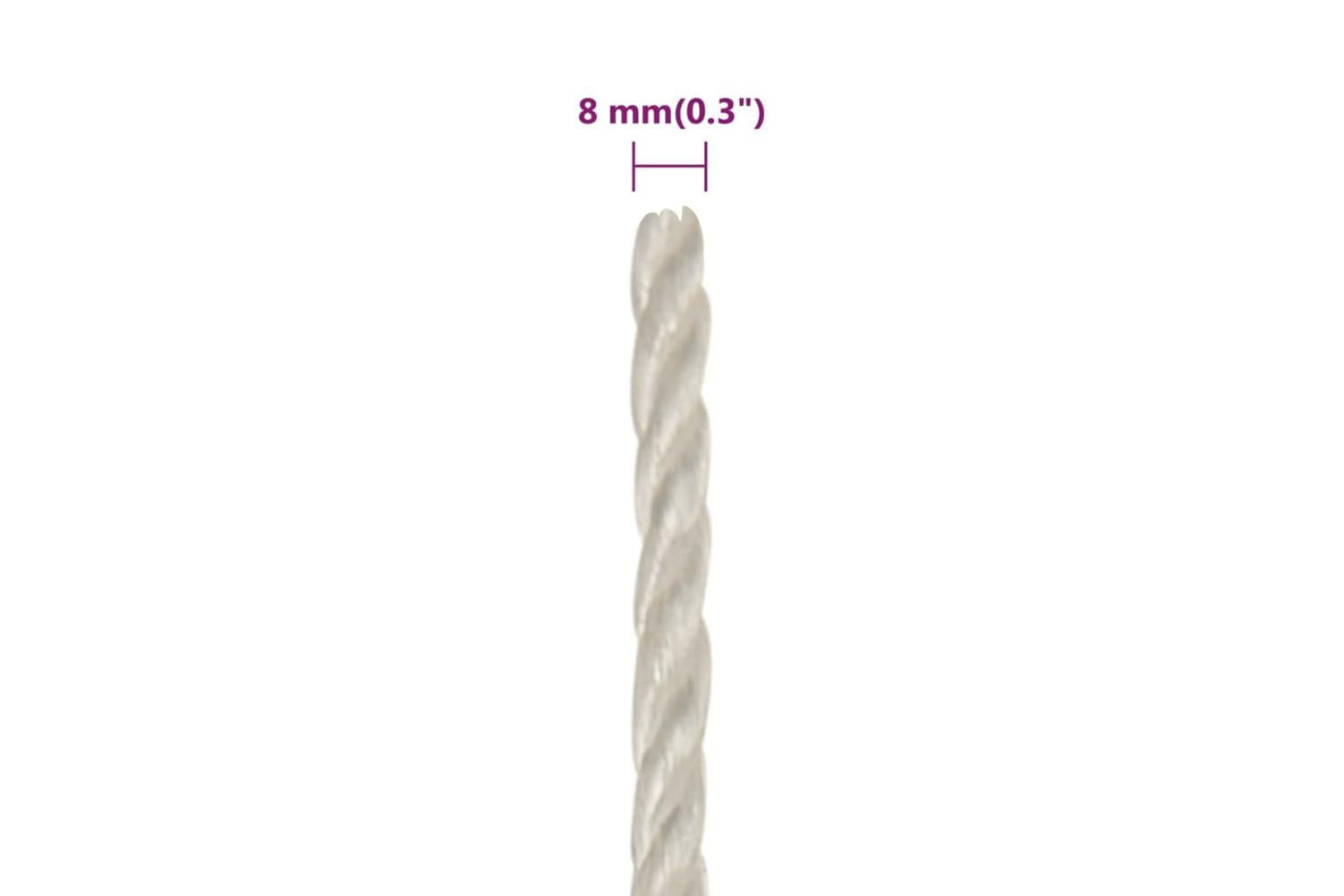 vidaXL 153047 Work Rope White 8mm 100 M Polypropylene-6