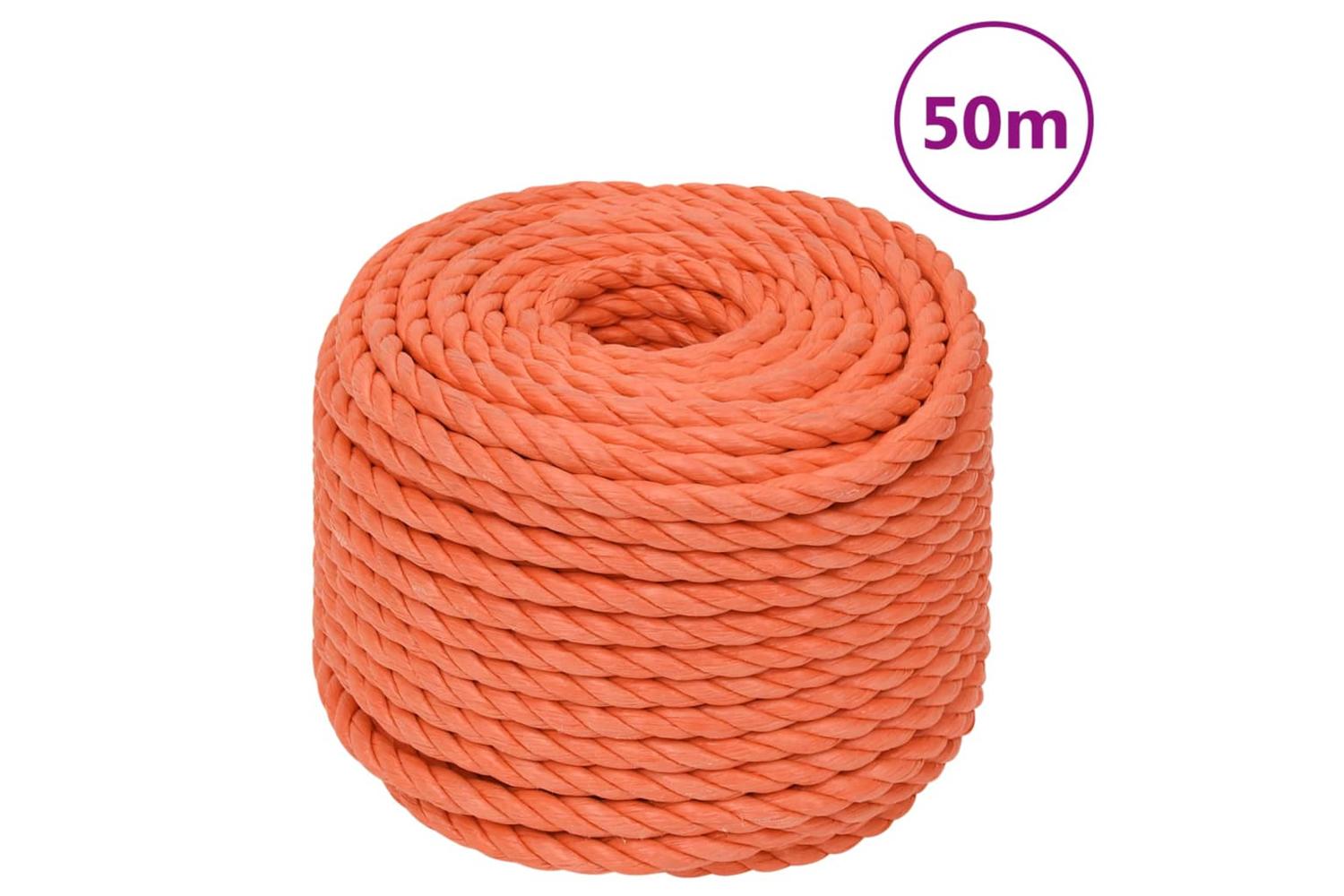 vidaXL 152934 Work Rope Orange 10mm 50 M Polypropylene