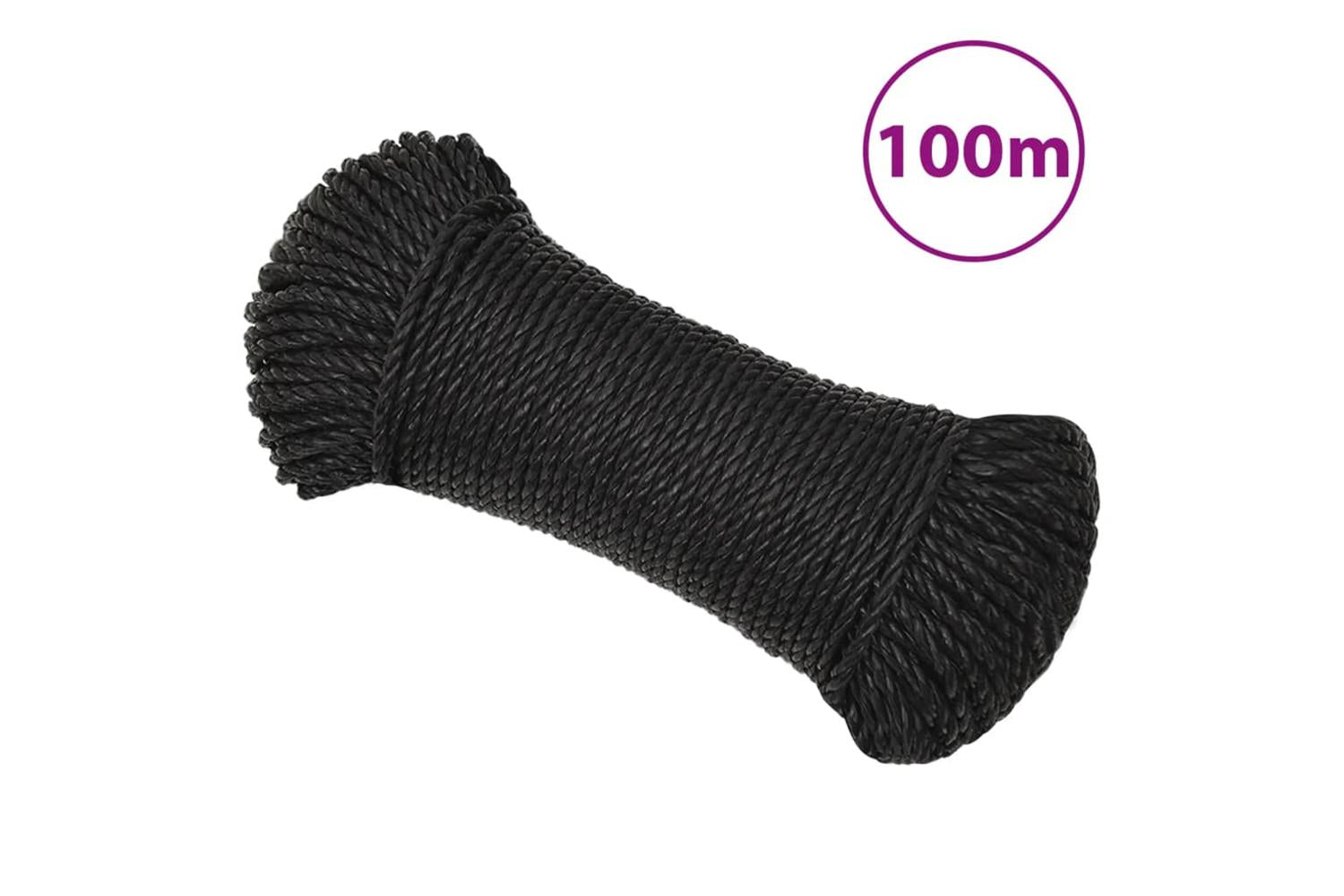 vidaXL 153008 Work Rope Black 8mm 100 M Polypropylene