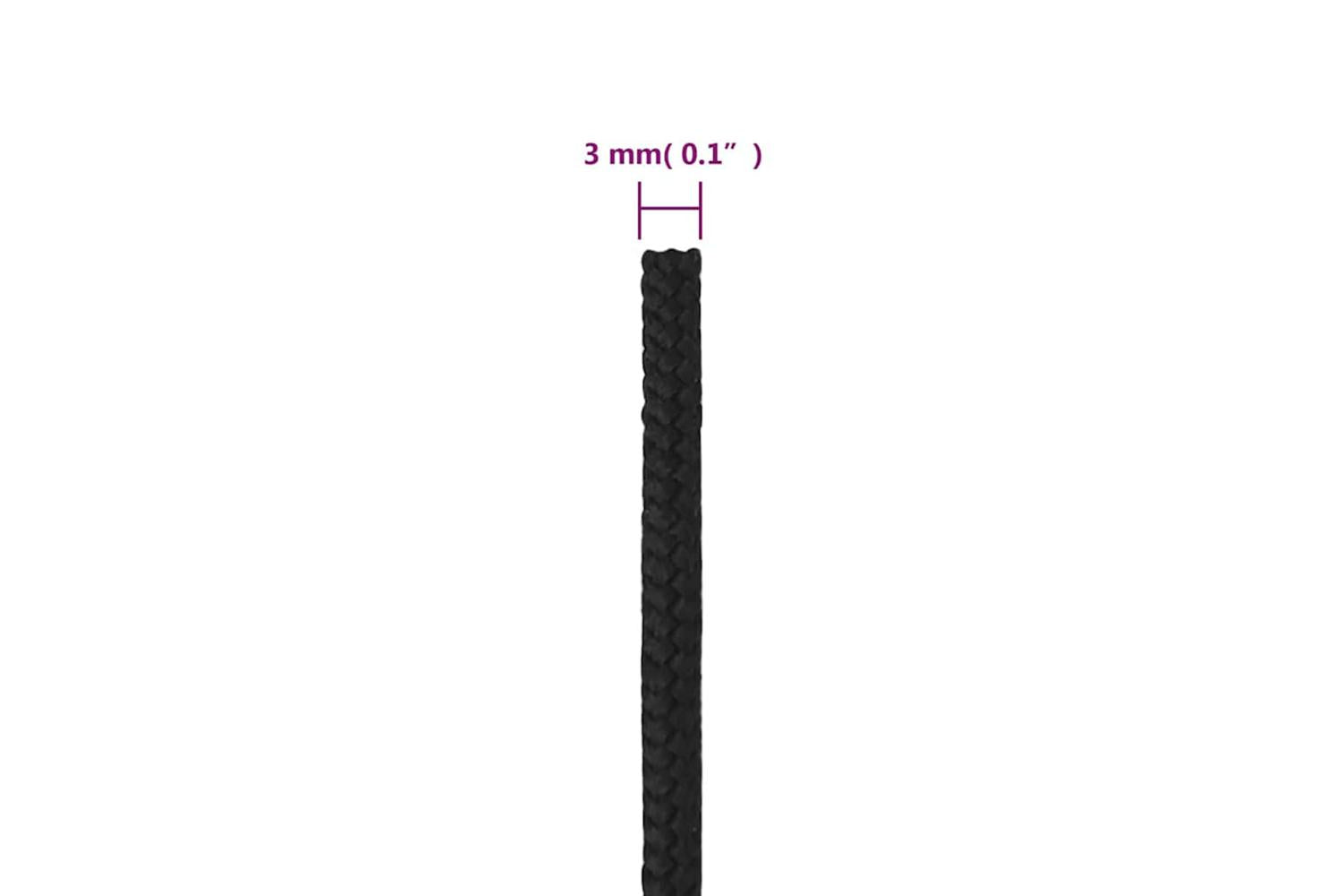 vidaXL 152481 Boat Rope Full Black 3mm 25 M Polypropylene-6