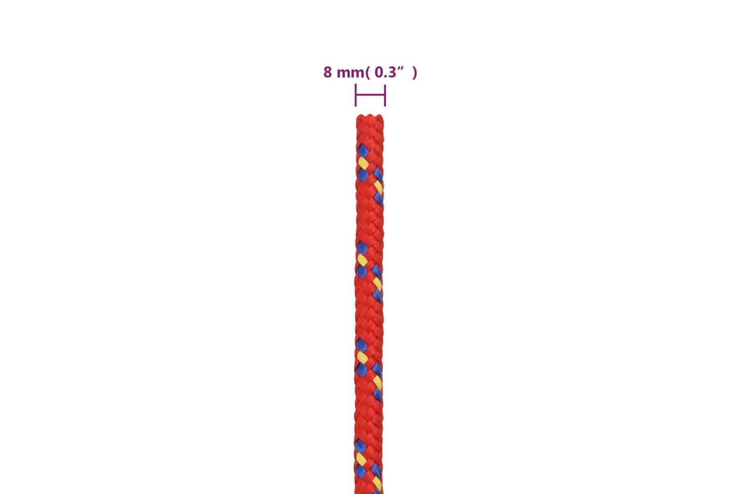 vidaXL 152396 Boat Rope Red 8mm 50 M Polypropylene-6