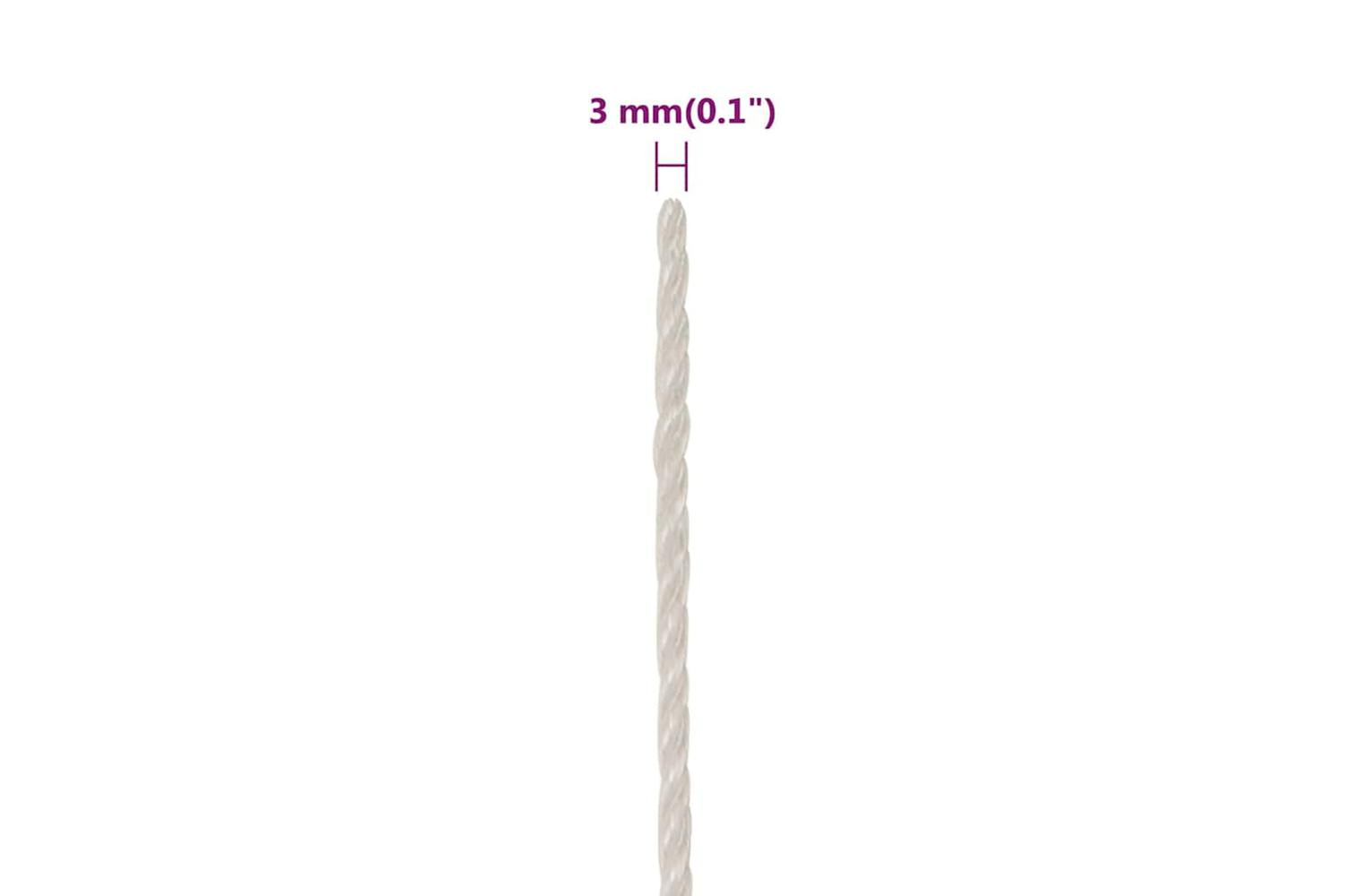 vidaXL 153037 Work Rope White 3mm 100 M Polypropylene-6