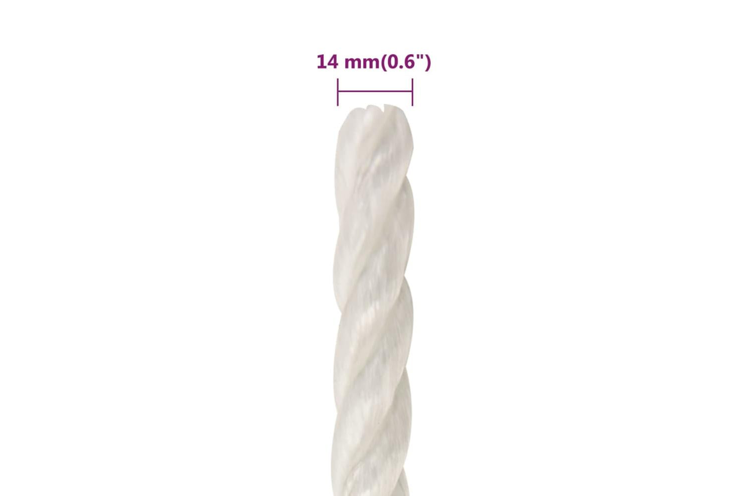 vidaXL 153060 Work Rope White 14mm 25 M Polypropylene-6