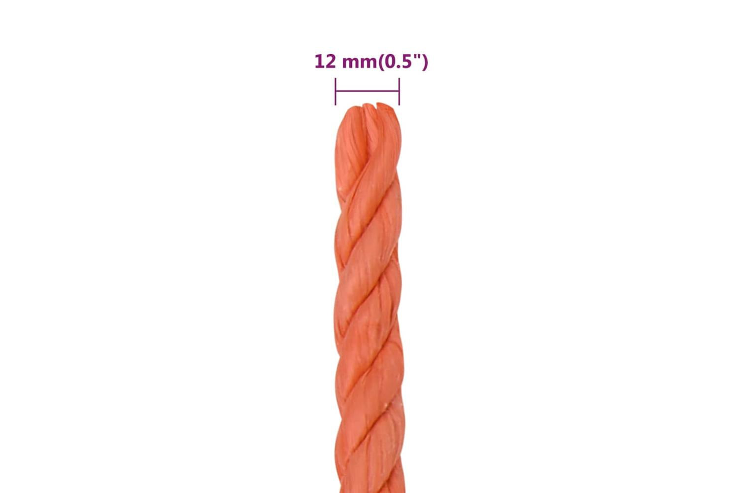 vidaXL 152939 Work Rope Orange 12mm 50 M Polypropylene-6