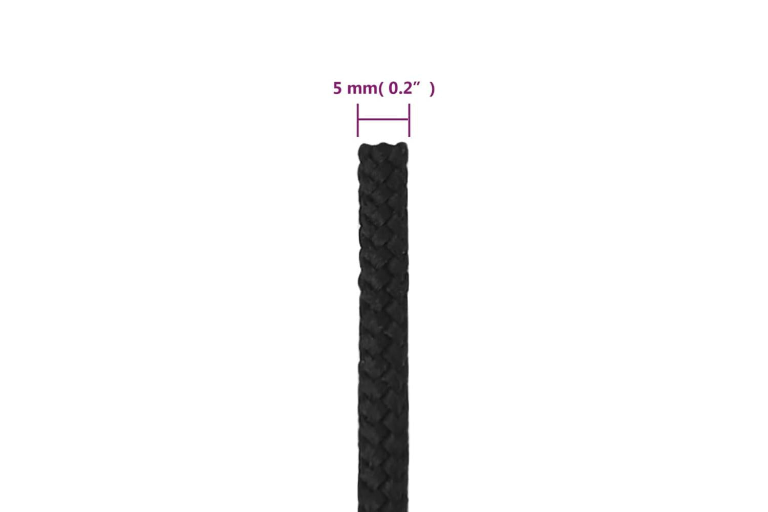 vidaXL 152491 Boat Rope Full Black 5mm 25 M Polypropylene-6