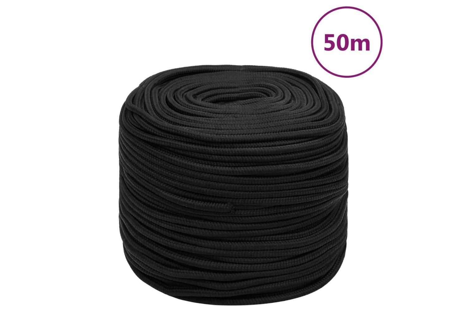 vidaXL 152507 Boat Rope Full Black 10mm 50 M Polypropylene