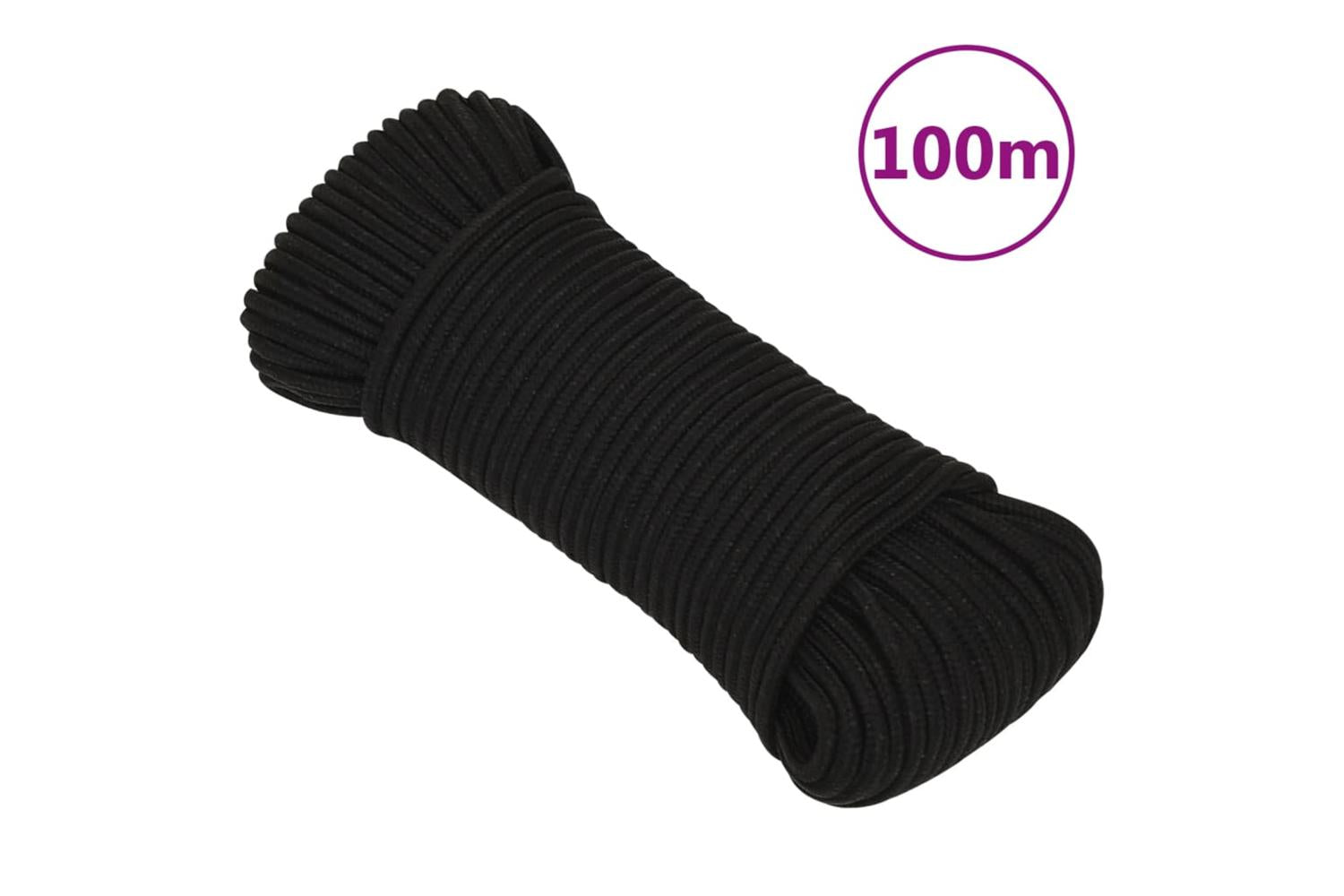 vidaXL 152799 Work Rope Black 3mm 100 M Polyester