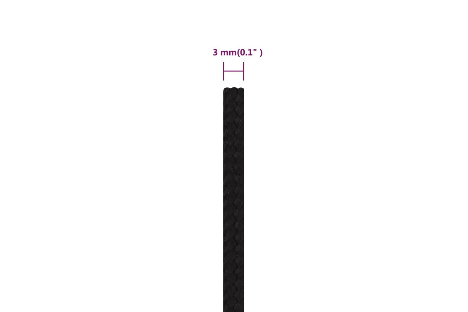 vidaXL 152799 Work Rope Black 3mm 100 M Polyester-6