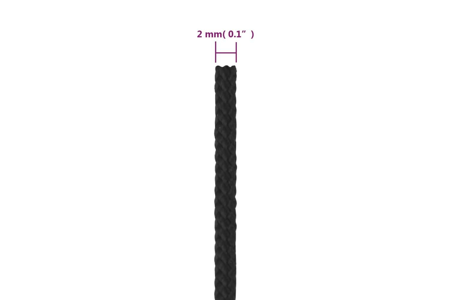 vidaXL 152478 Boat Rope Full Black 2mm 100 M Polypropylene-6