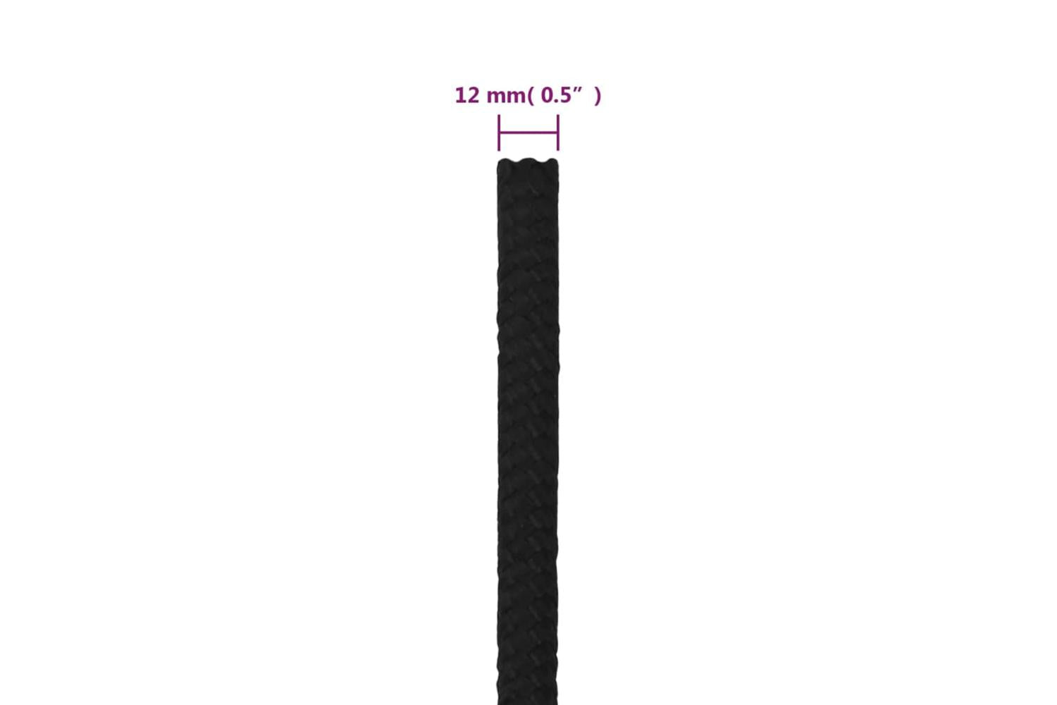 vidaXL 152827 Work Rope Black 12mm 50 M Polyester-6