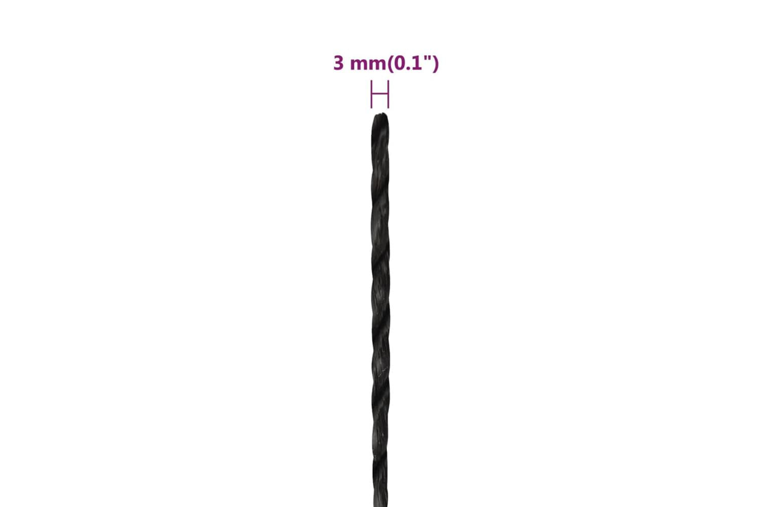 vidaXL 152999 Work Rope Black 3mm 250 M Polypropylene-6