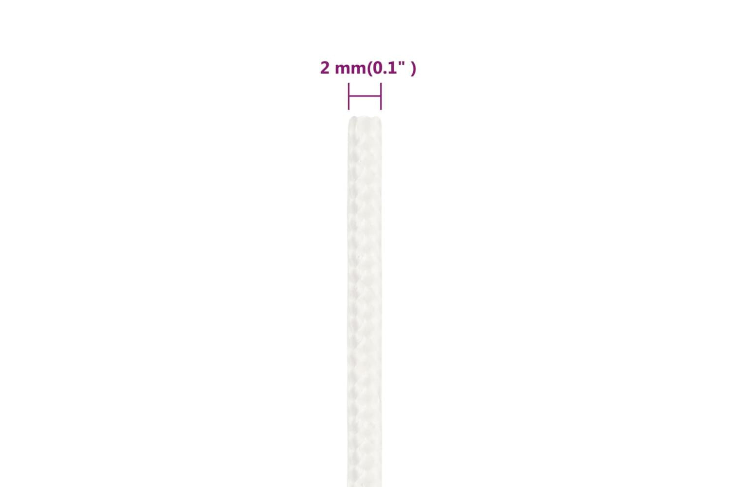 vidaXL 152530 Boat Rope Full White 2mm 50 M Polypropylene-6