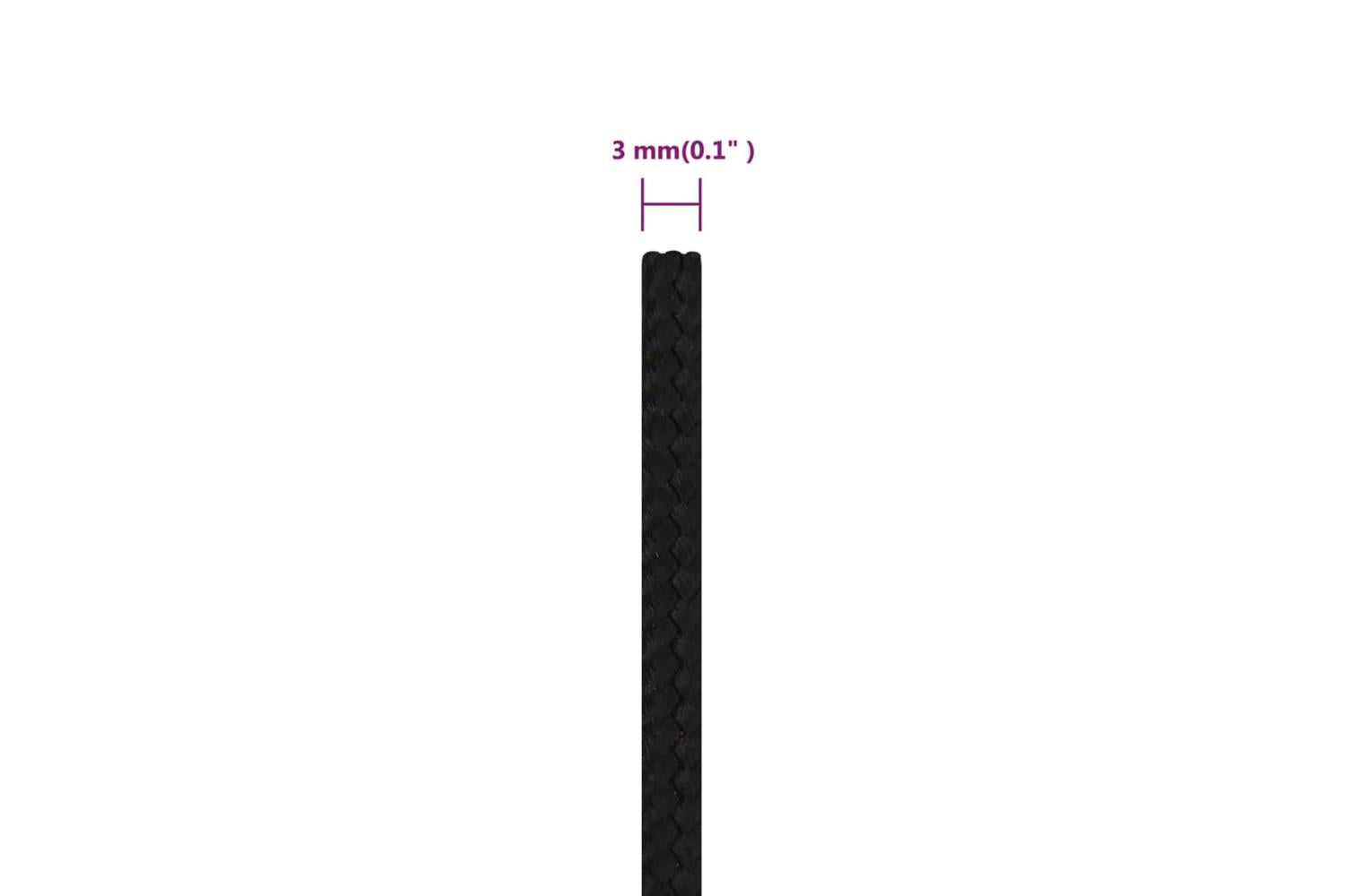 vidaXL 152798 Work Rope Black 3mm 50 M Polyester-6