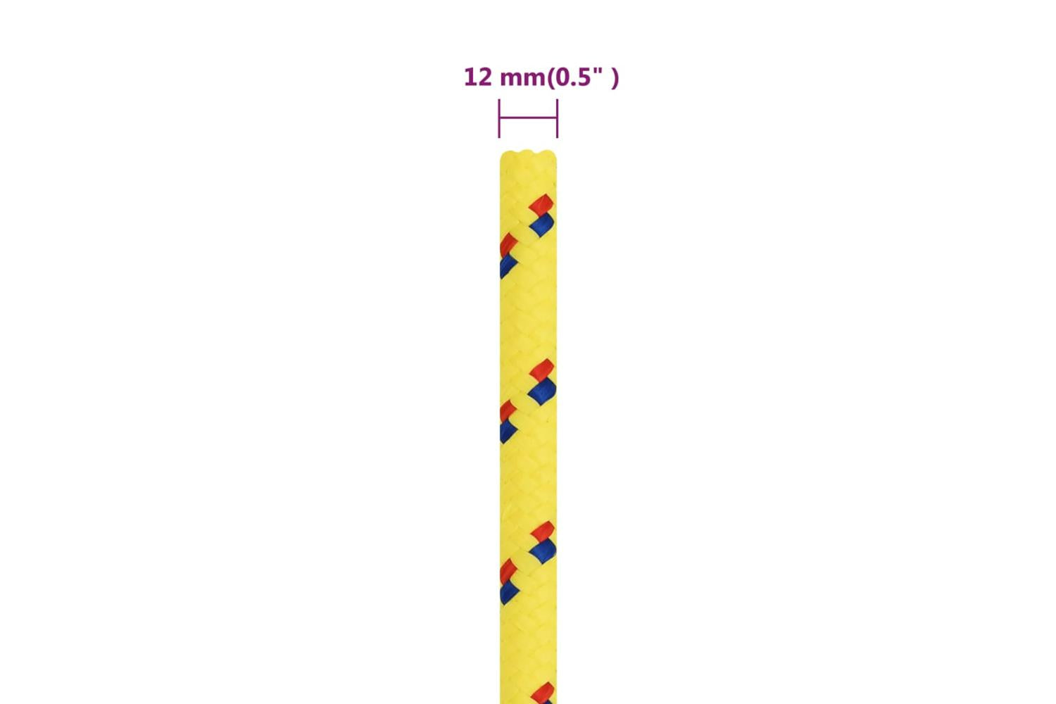 vidaXL 152618 Boat Rope Yellow 12mm 50 M Polypropylene-6