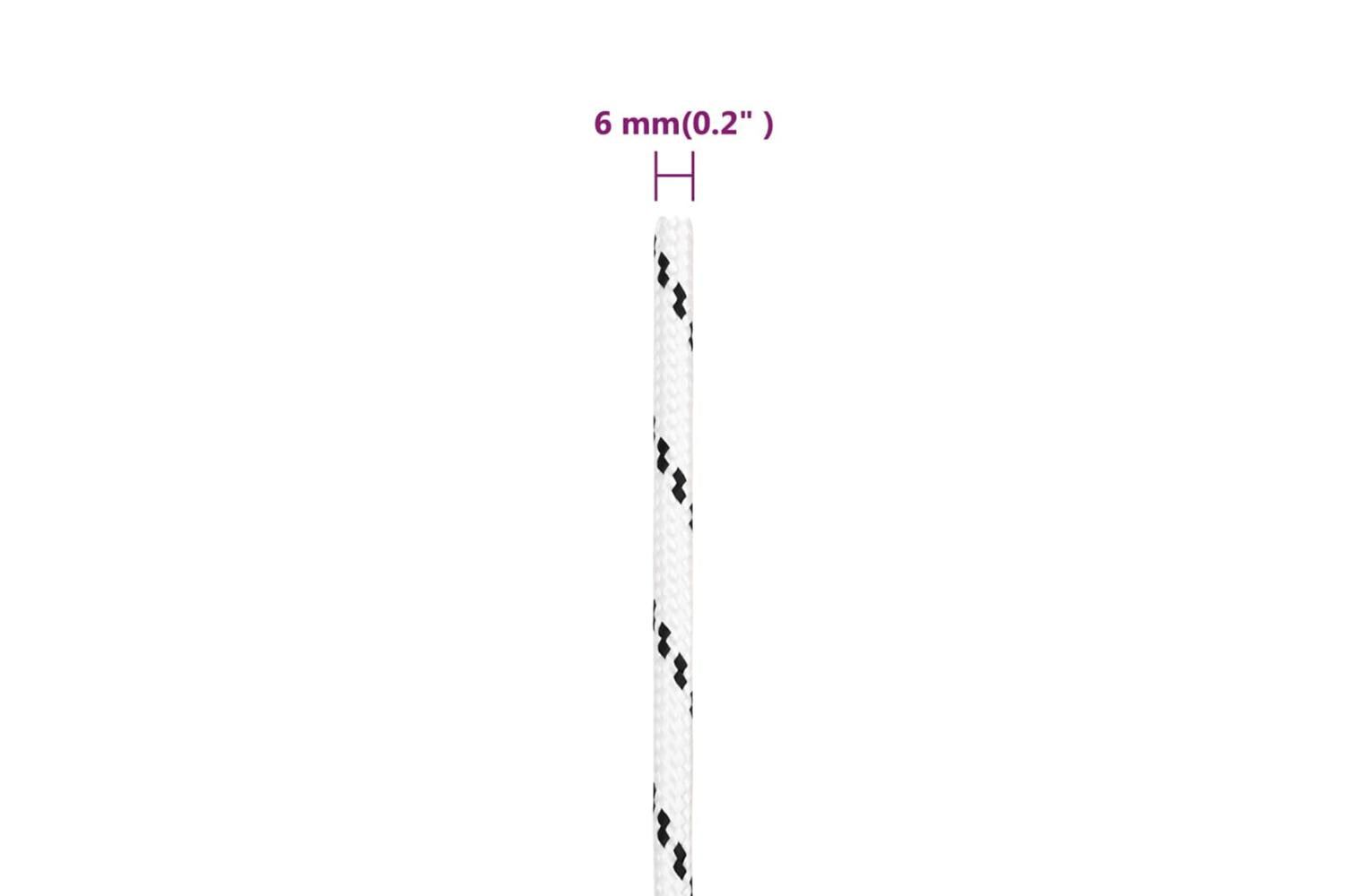 vidaXL 152763 Braided Boat Rope White 6mmx100 M Polyester-5