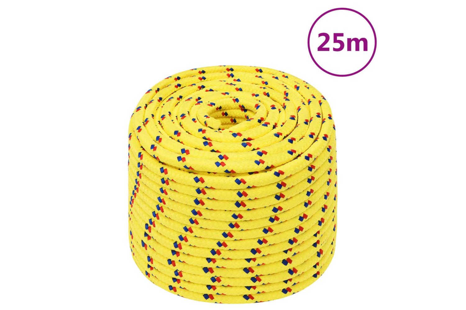 vidaXL 152617 Boat Rope Yellow 12mm 25 M Polypropylene