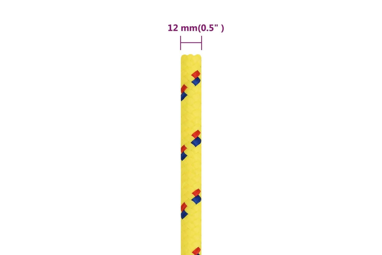 vidaXL 152617 Boat Rope Yellow 12mm 25 M Polypropylene-6