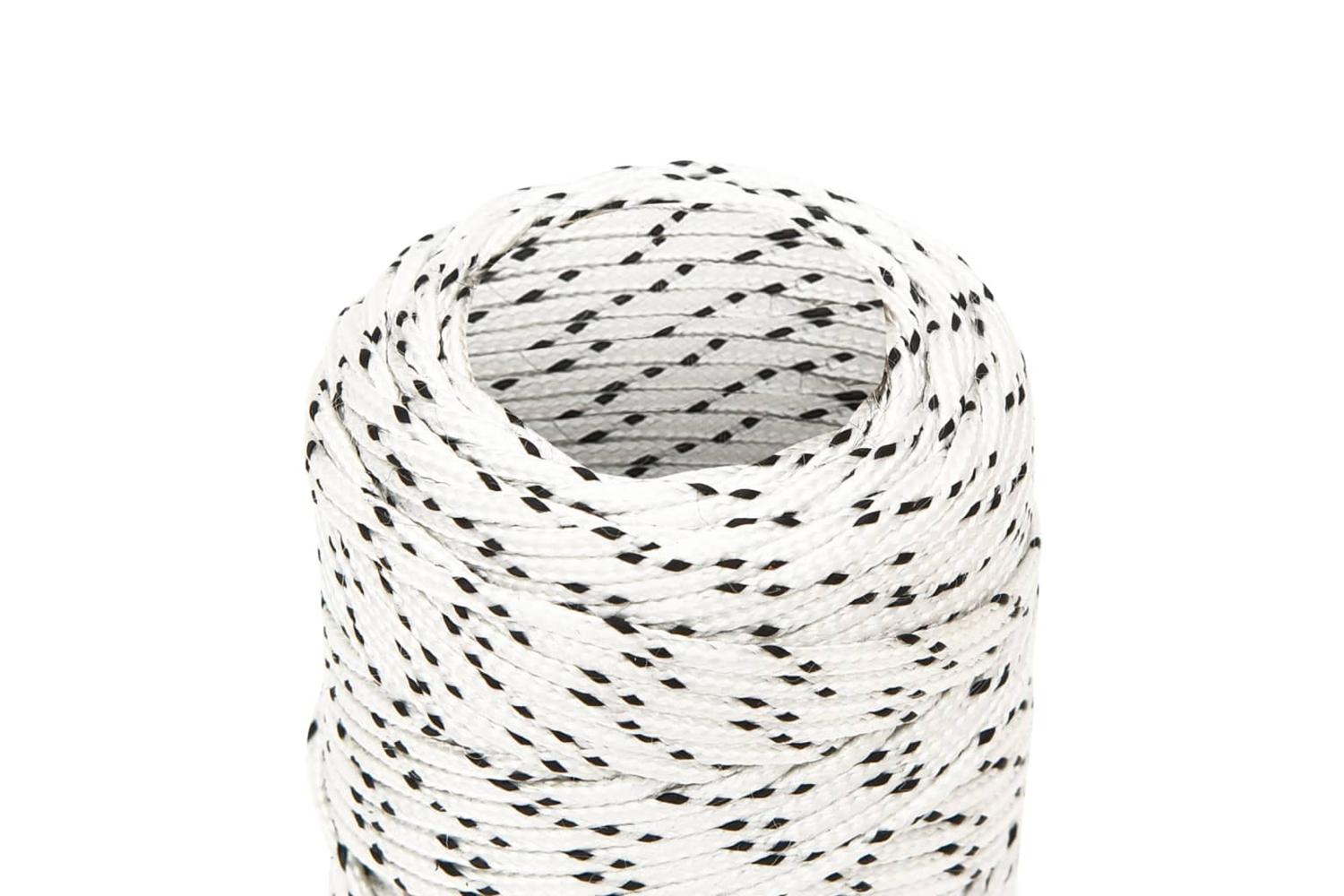 vidaXL 152742 Braided Boat Rope White 2mmx50 M Polyester-3