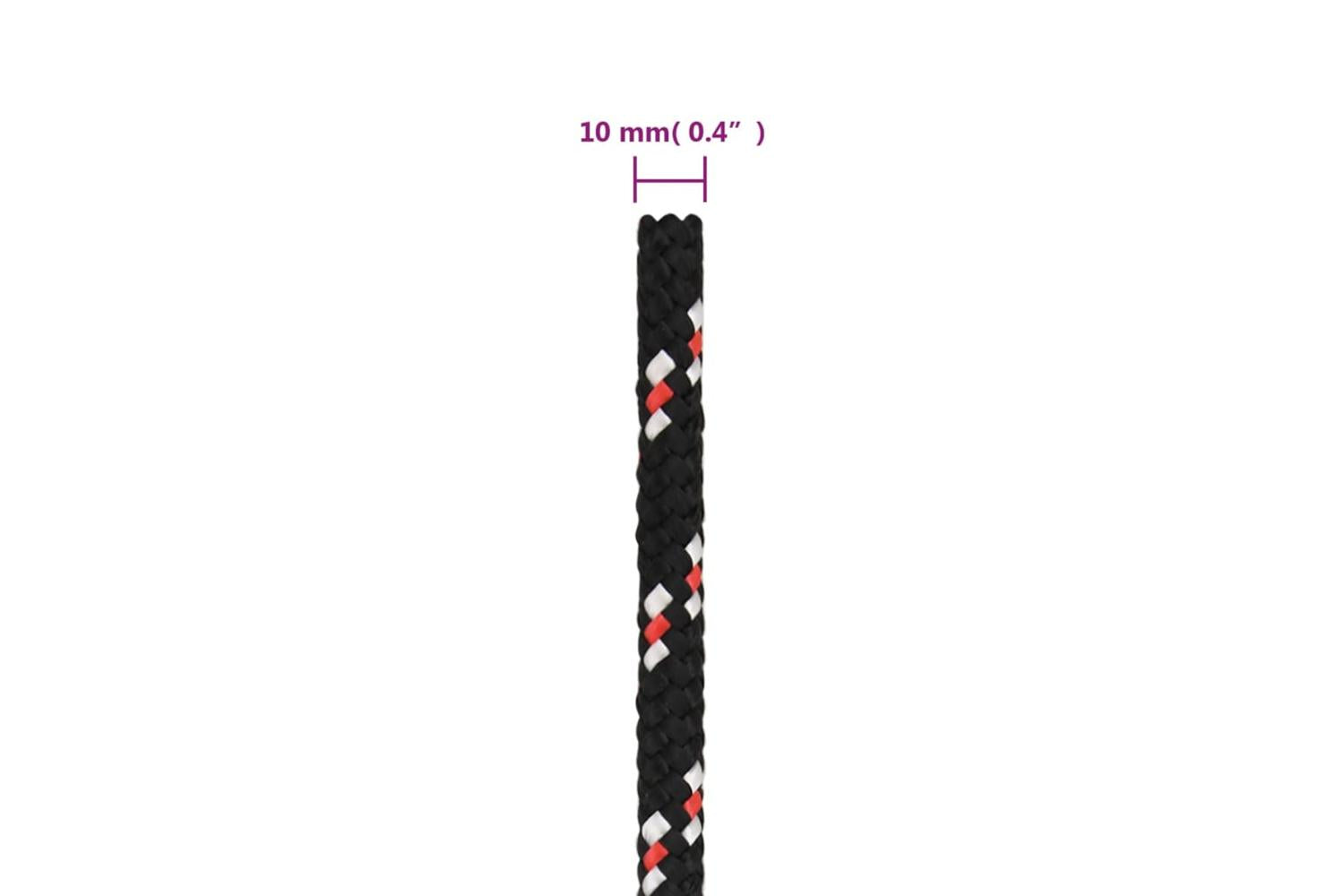 vidaXL 152347 Boat Rope Black 10mm 25 M Polypropylene-6