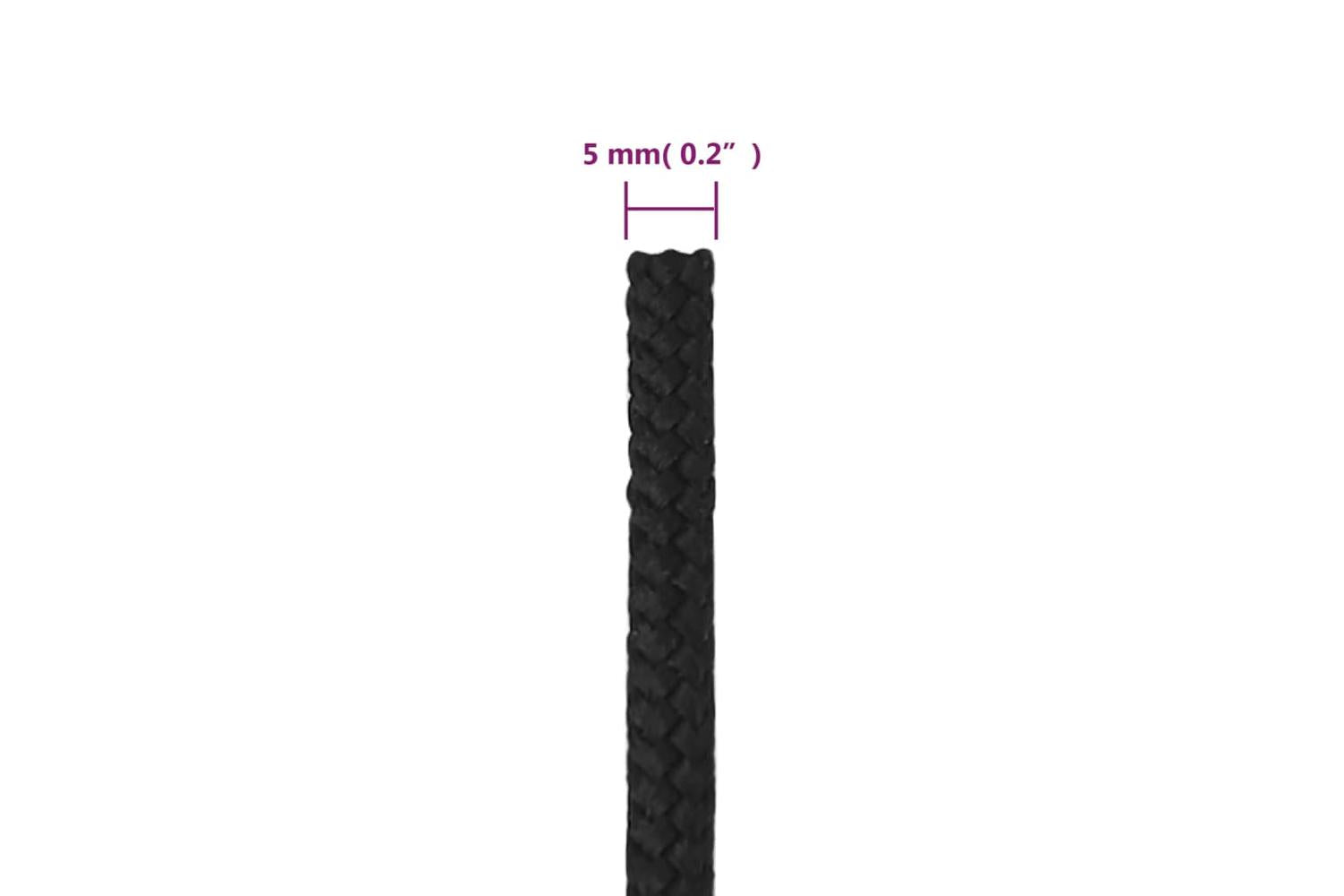 vidaXL 152492 Boat Rope Full Black 5mm 50 M Polypropylene-6