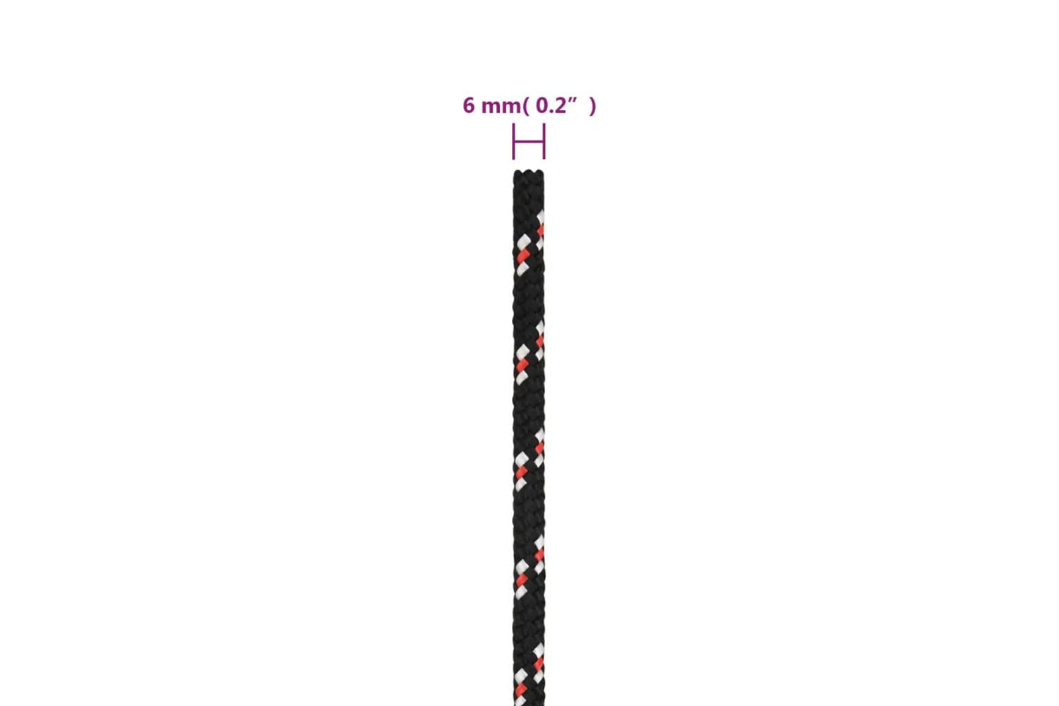vidaXL 152337 Boat Rope Black 6mm 25 M Polypropylene-6