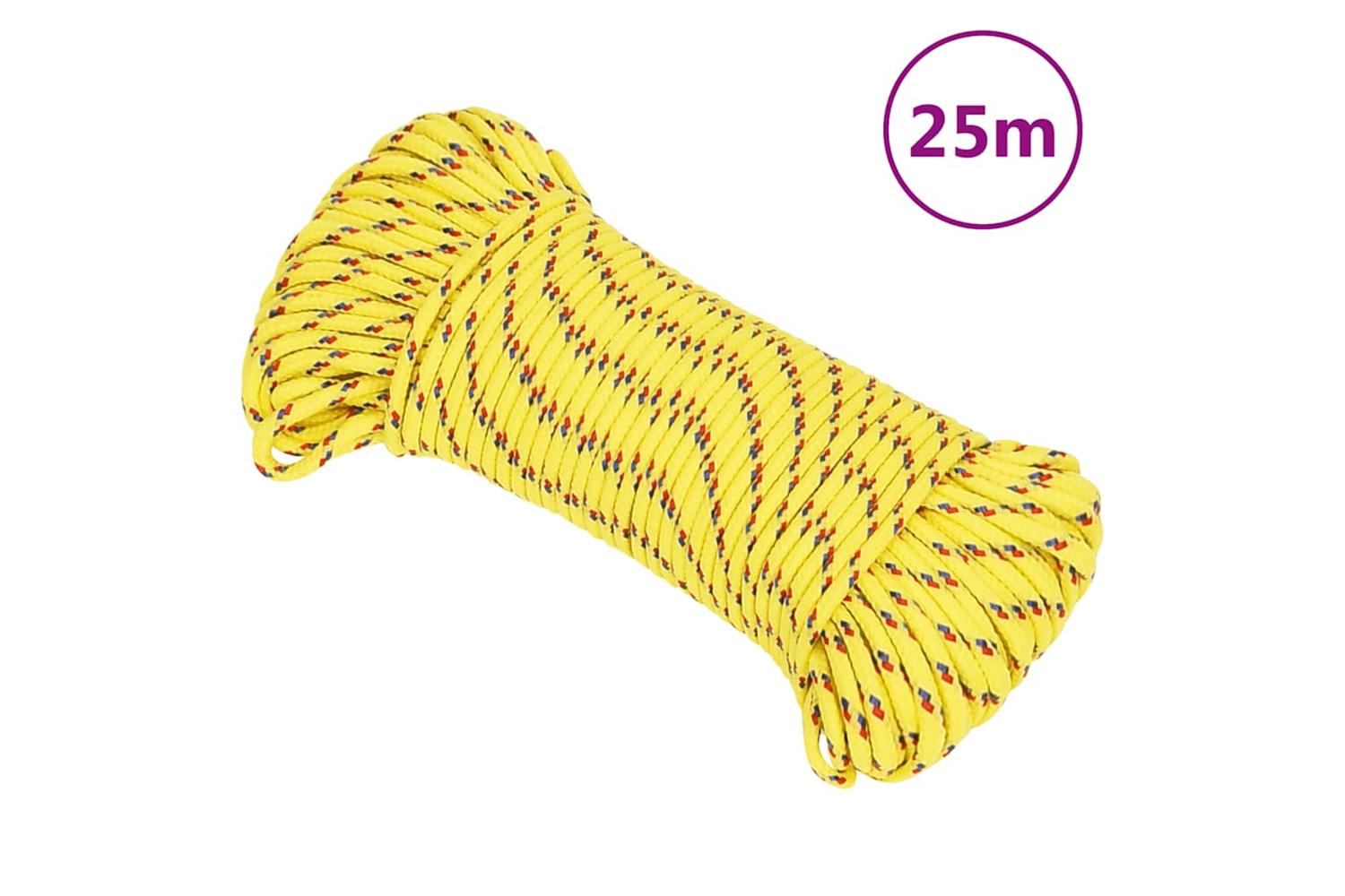 vidaXL 152592 Boat Rope Yellow 4mm 25 M Polypropylene