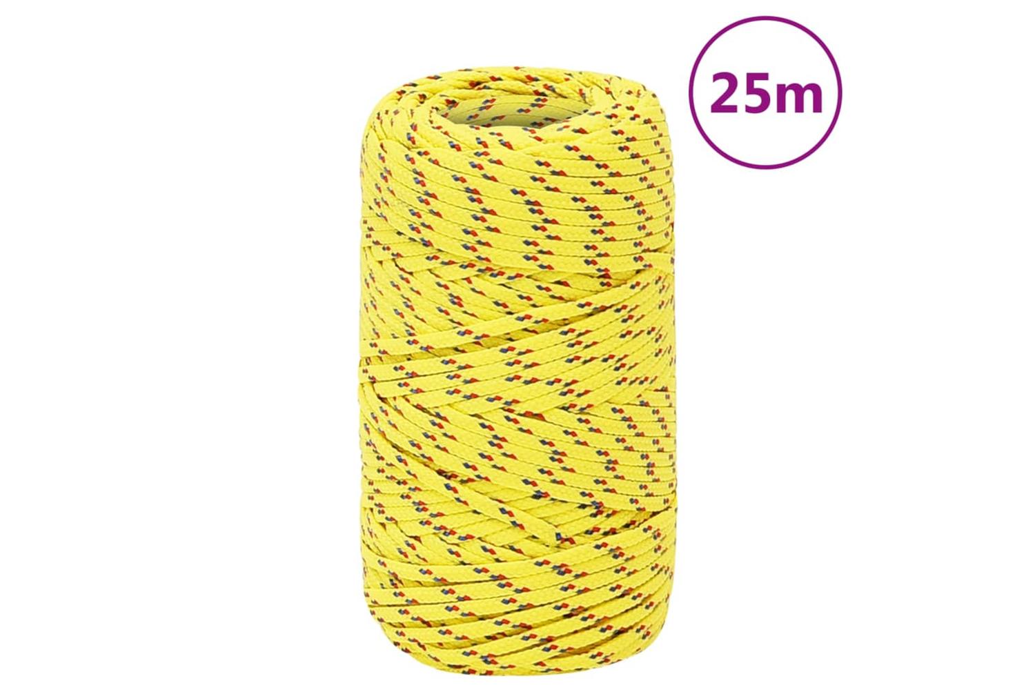vidaXL 152582 Boat Rope Yellow 2mm 25 M Polypropylene