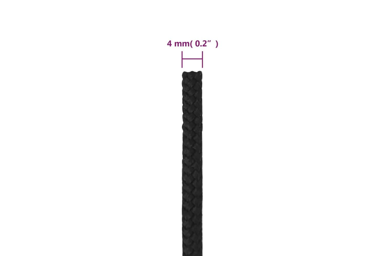vidaXL 152487 Boat Rope Full Black 4mm 50 M Polypropylene-6