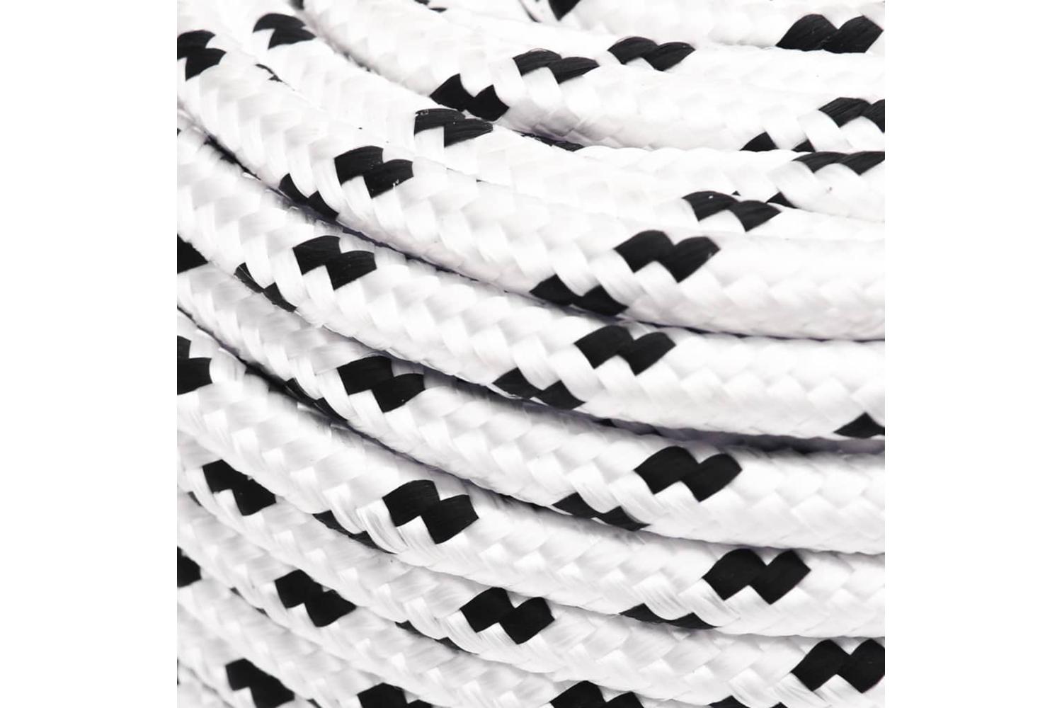 vidaXL 152771 Braided Boat Rope White 10mmx25 M Polyester-3