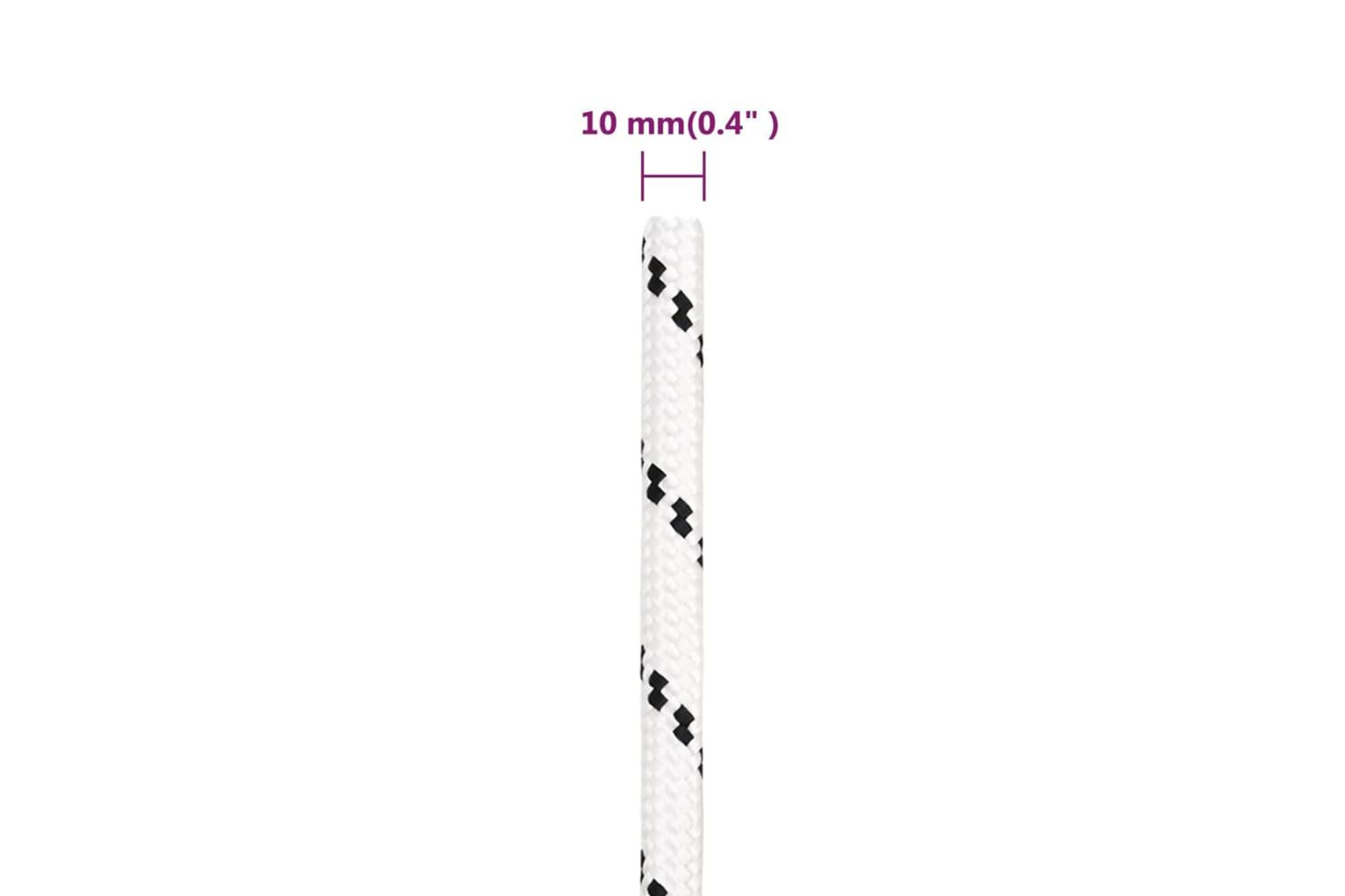 vidaXL 152771 Braided Boat Rope White 10mmx25 M Polyester-5