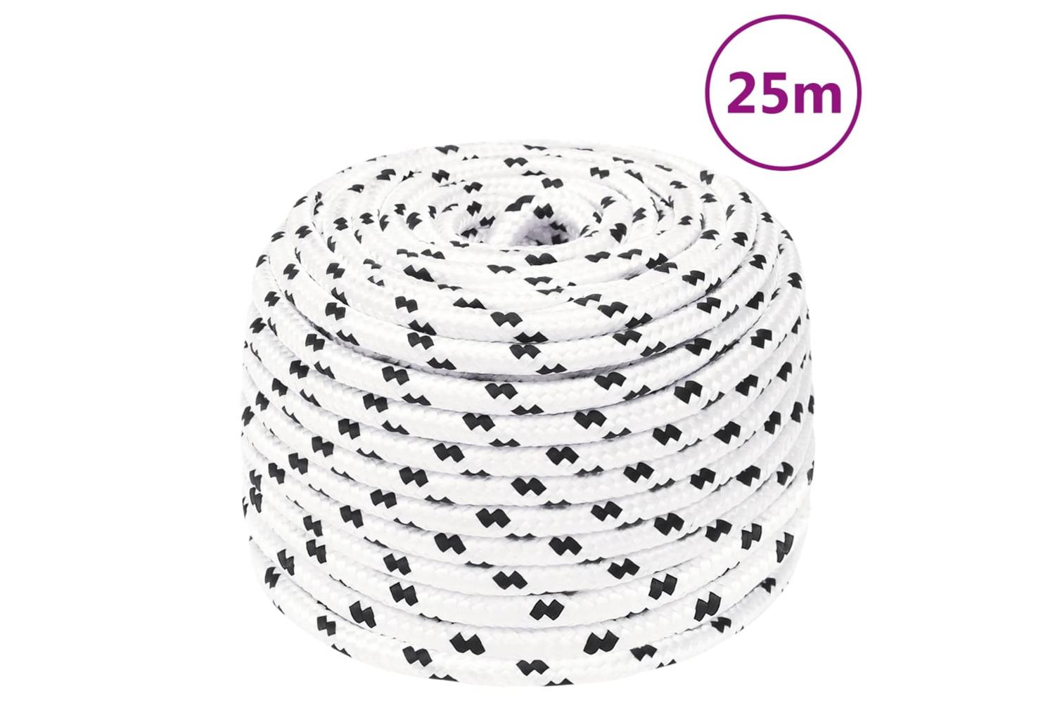 vidaXL 152771 Braided Boat Rope White 10mmx25 M Polyester-6