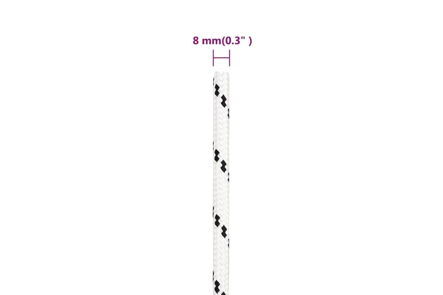 vidaXL 152768 Braided Boat Rope White 8mmx100 M Polyester-5