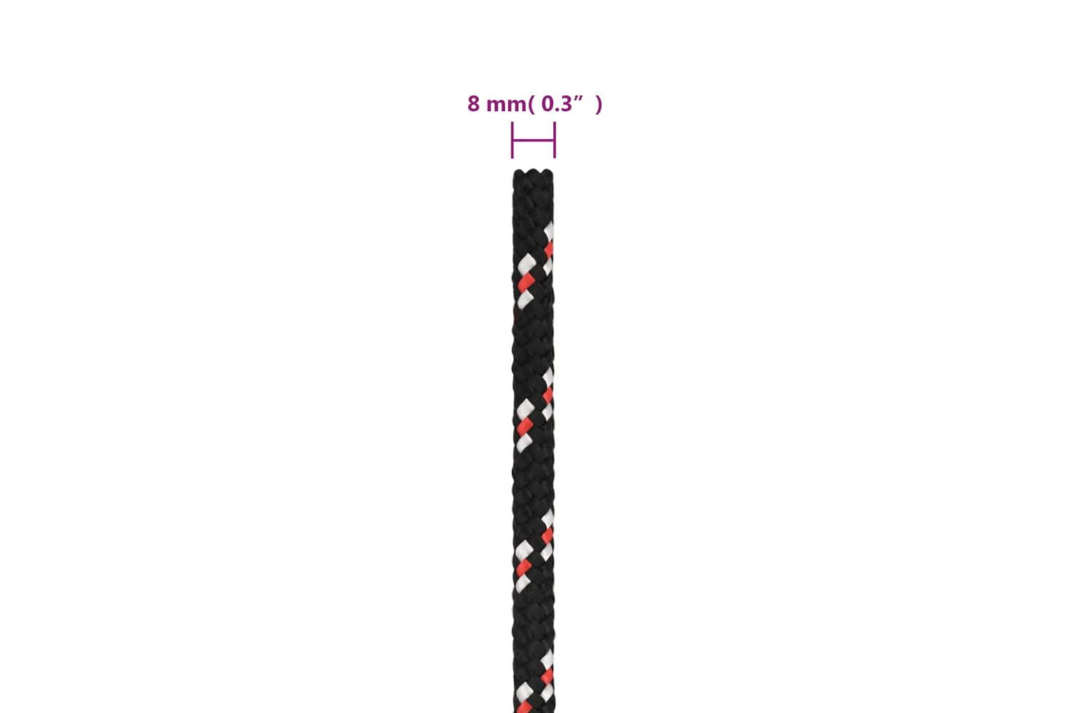 vidaXL 152342 Boat Rope Black 8mm 25 M Polypropylene-6